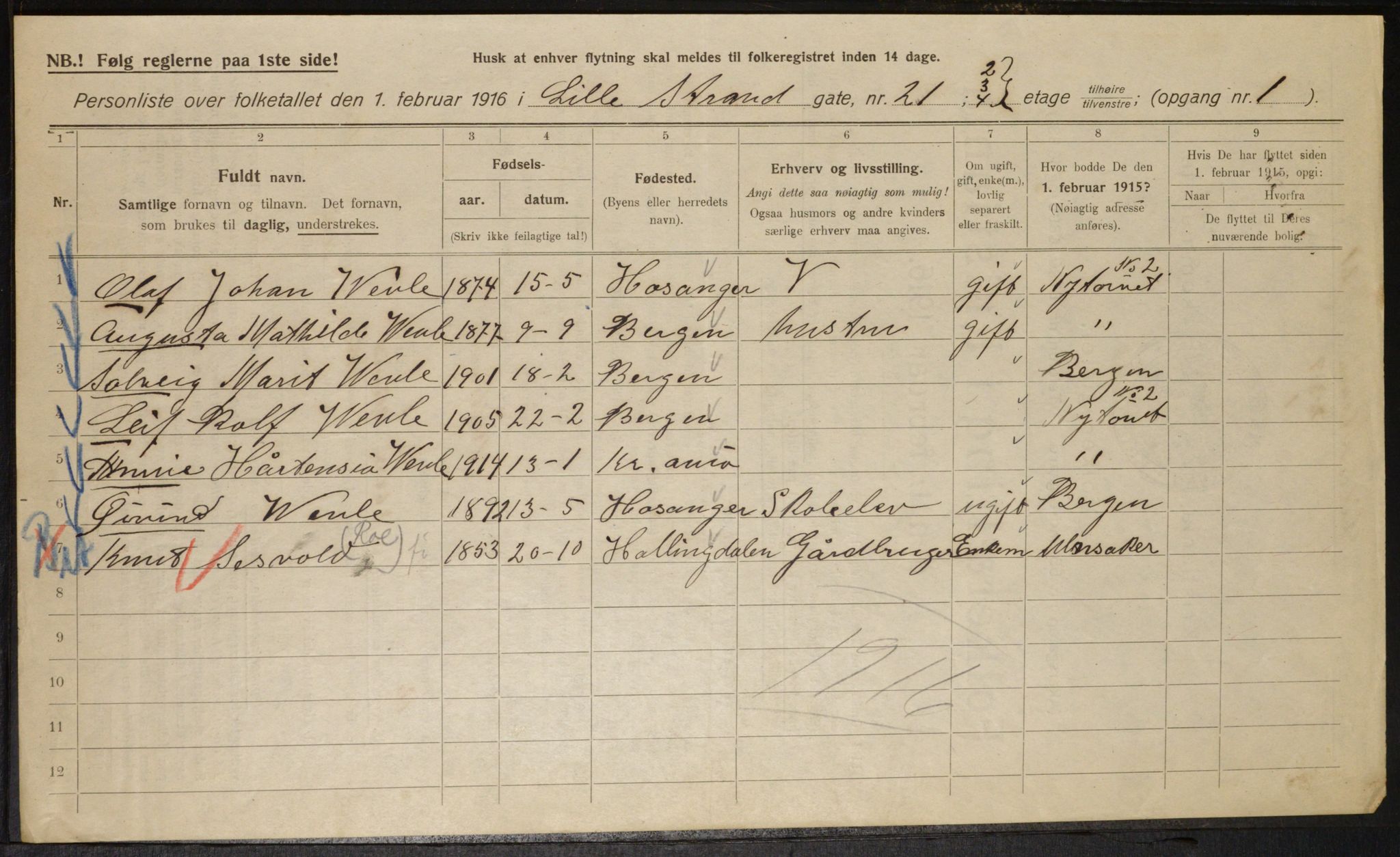 OBA, Municipal Census 1916 for Kristiania, 1916, p. 58898