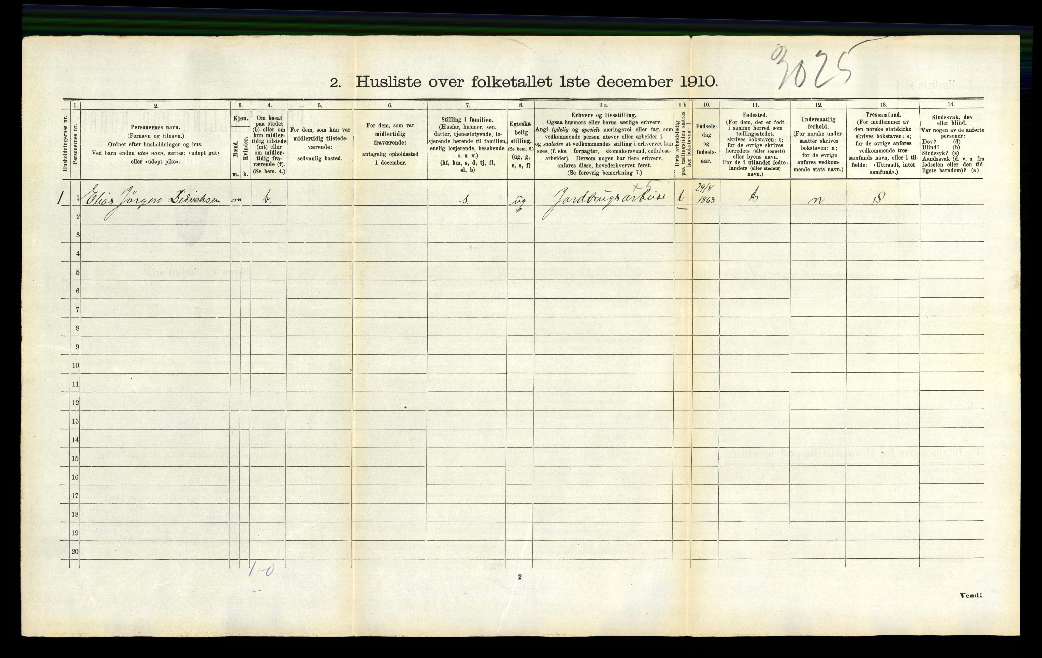 RA, 1910 census for Evenes, 1910, p. 252