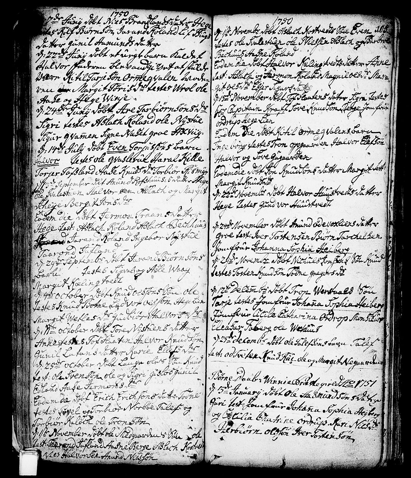 Vinje kirkebøker, SAKO/A-312/F/Fa/L0001: Parish register (official) no. I 1, 1717-1766, p. 105