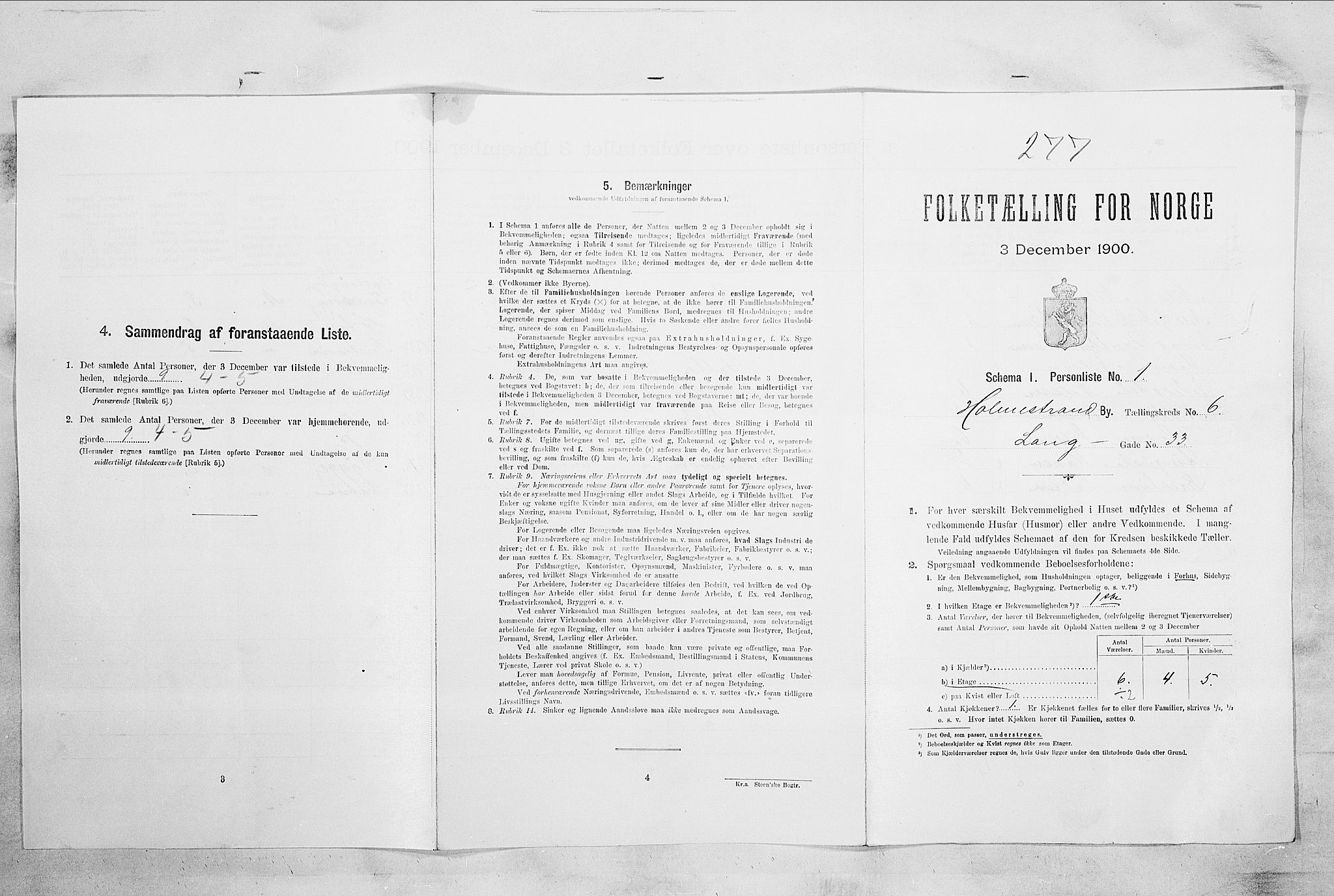 RA, 1900 census for Holmestrand, 1900, p. 1409