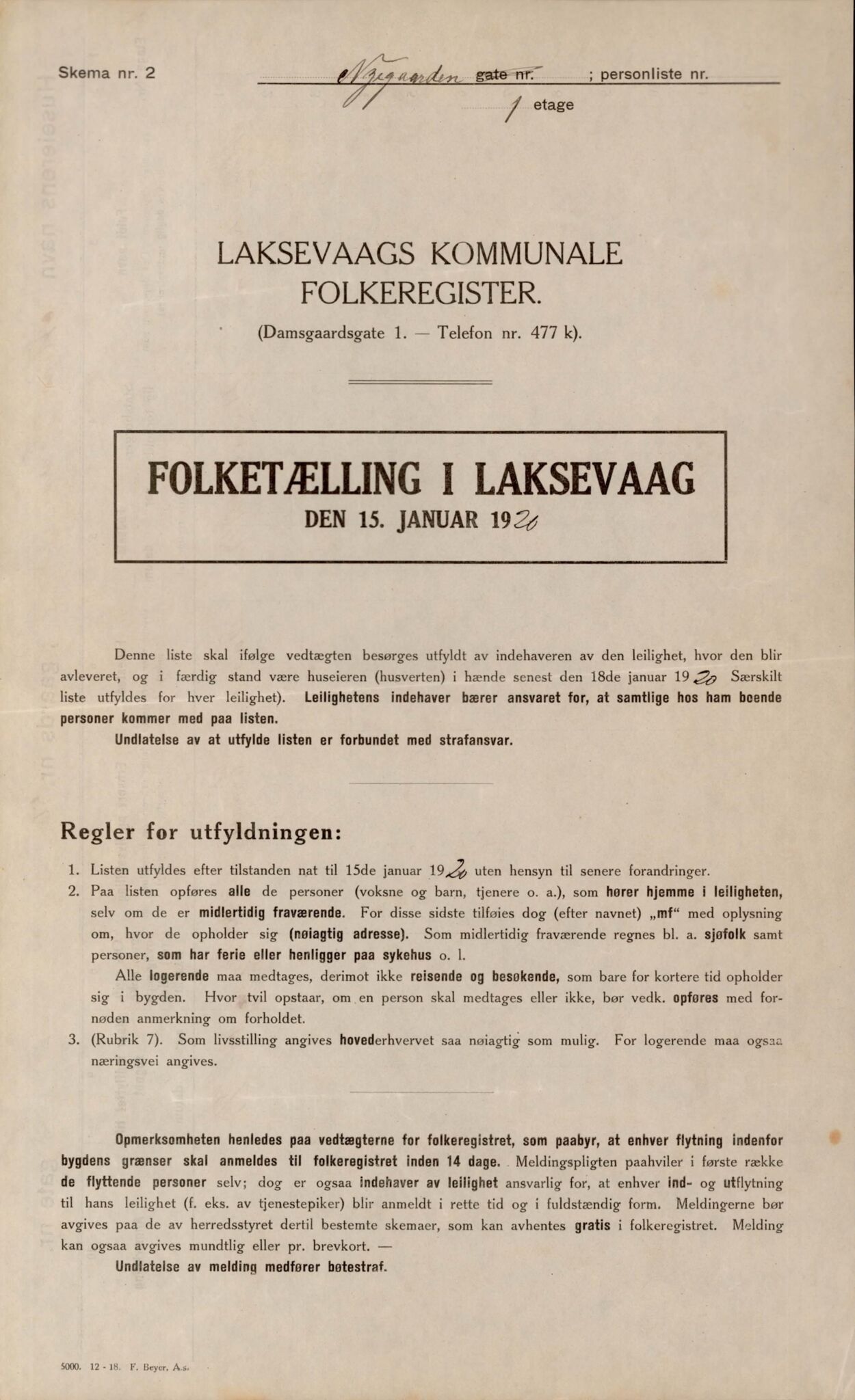 Laksevåg kommune. Folkeregisteret, BBA/A-1586/E/Ea/L0001: Folketellingskjema 1920, 1920, p. 1239