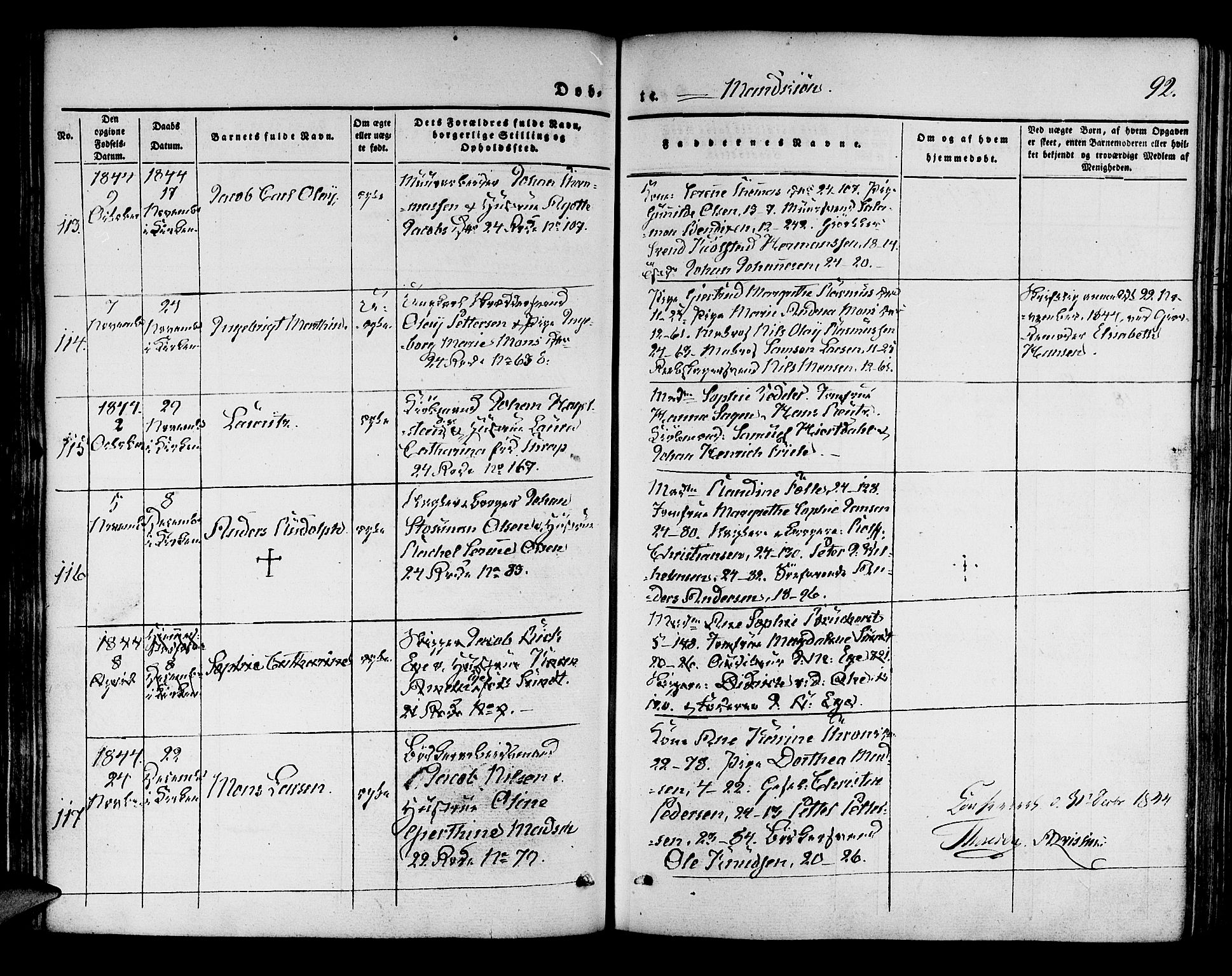 Korskirken sokneprestembete, AV/SAB-A-76101/H/Hab: Parish register (copy) no. B 1, 1839-1847, p. 92