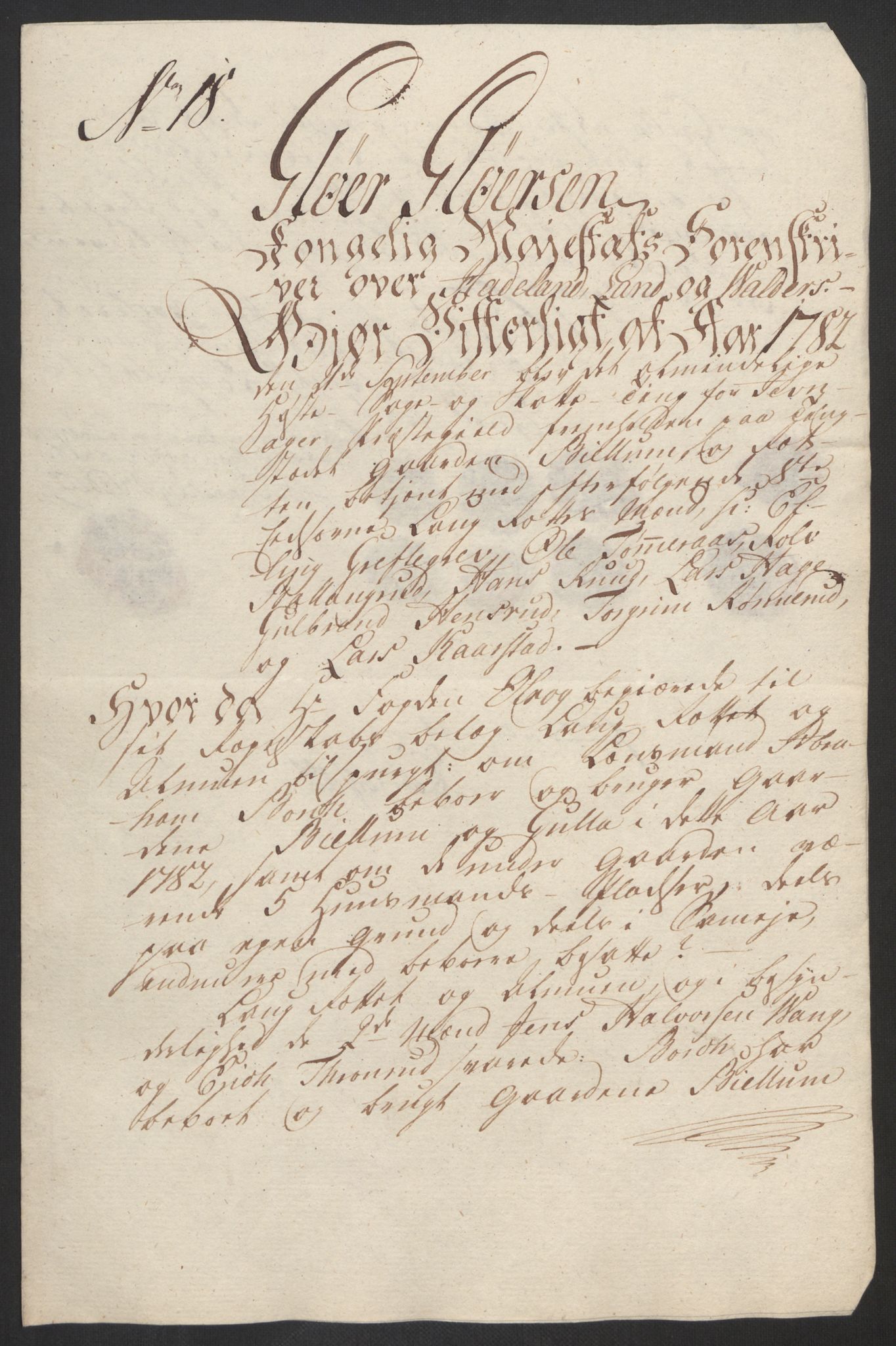 Rentekammeret inntil 1814, Reviderte regnskaper, Fogderegnskap, RA/EA-4092/R19/L1369: Fogderegnskap Toten, Hadeland og Vardal, 1782, p. 97