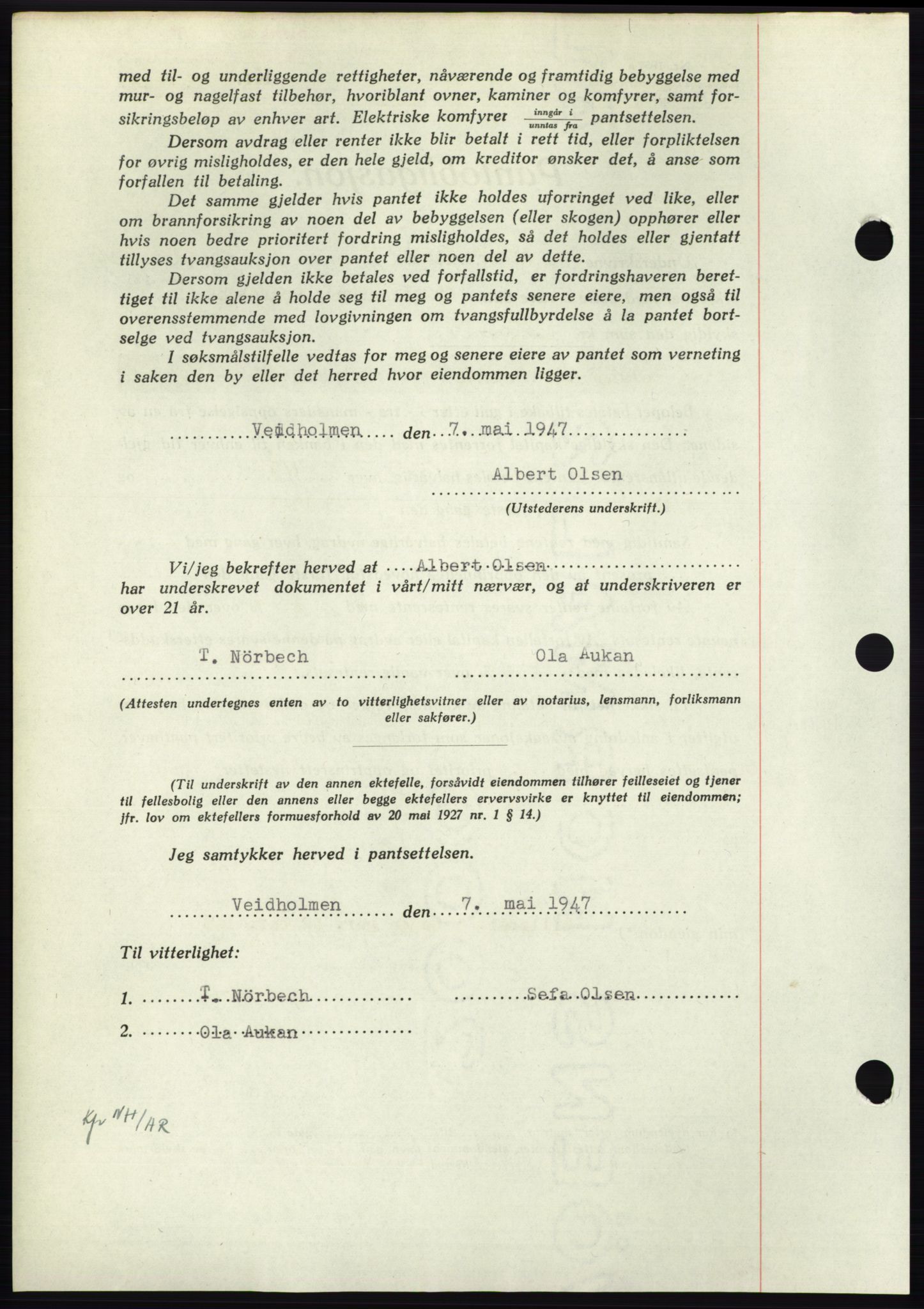 Nordmøre sorenskriveri, AV/SAT-A-4132/1/2/2Ca: Mortgage book no. B96, 1947-1947, Diary no: : 1155/1947