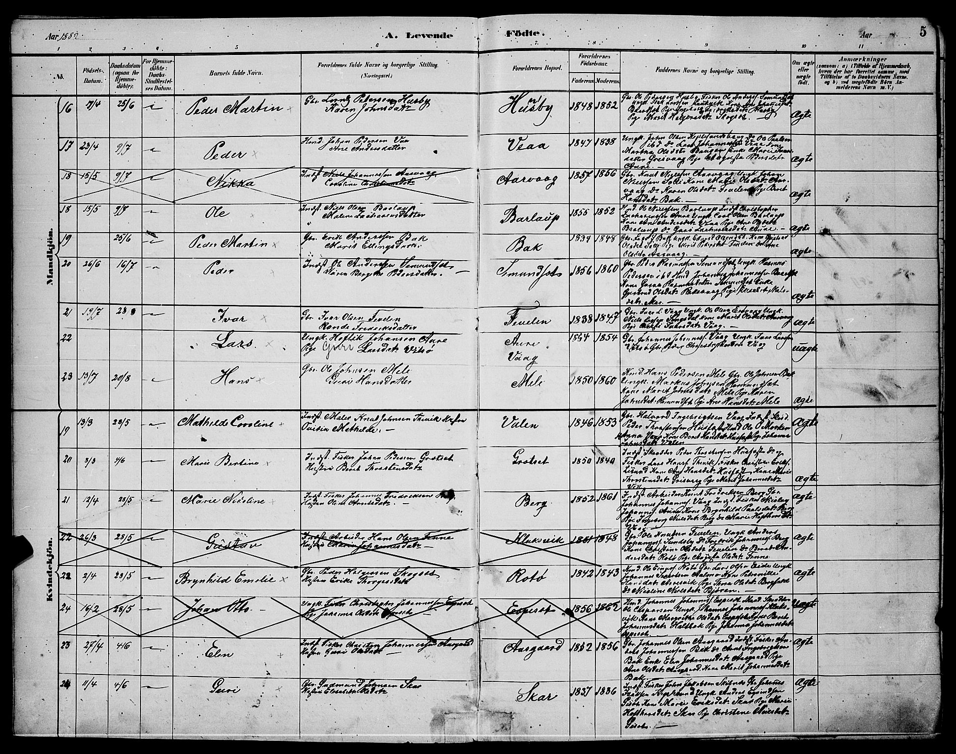 Ministerialprotokoller, klokkerbøker og fødselsregistre - Møre og Romsdal, AV/SAT-A-1454/578/L0909: Parish register (copy) no. 578C02, 1882-1900, p. 5