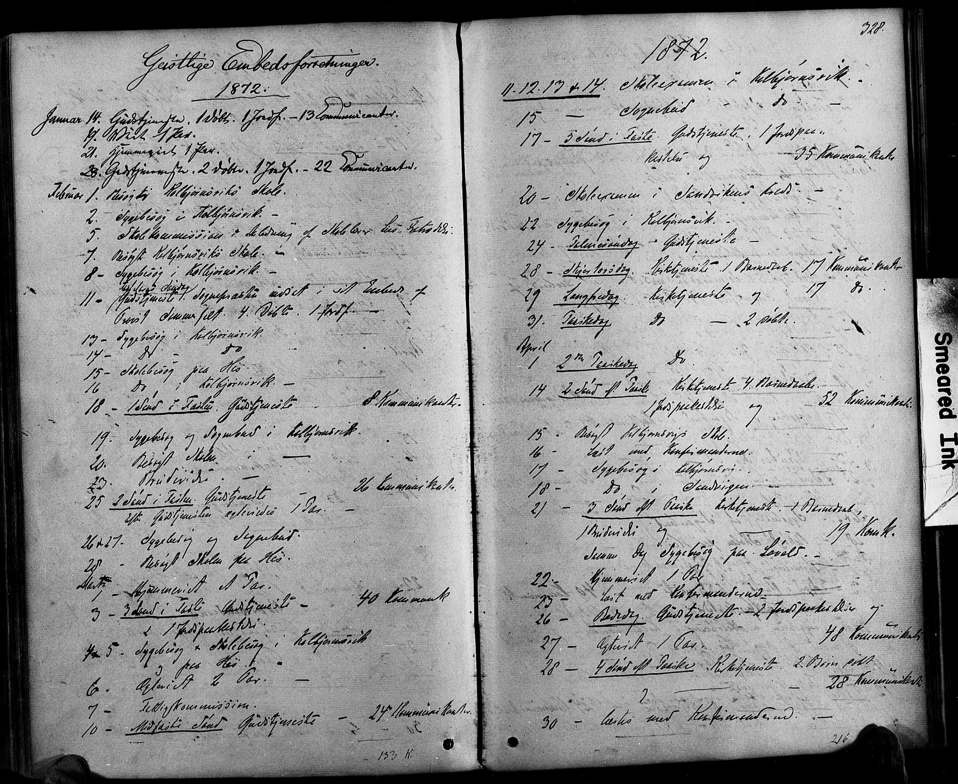 Hisøy sokneprestkontor, AV/SAK-1111-0020/F/Fa/L0002: Parish register (official) no. A 2, 1872-1880, p. 328