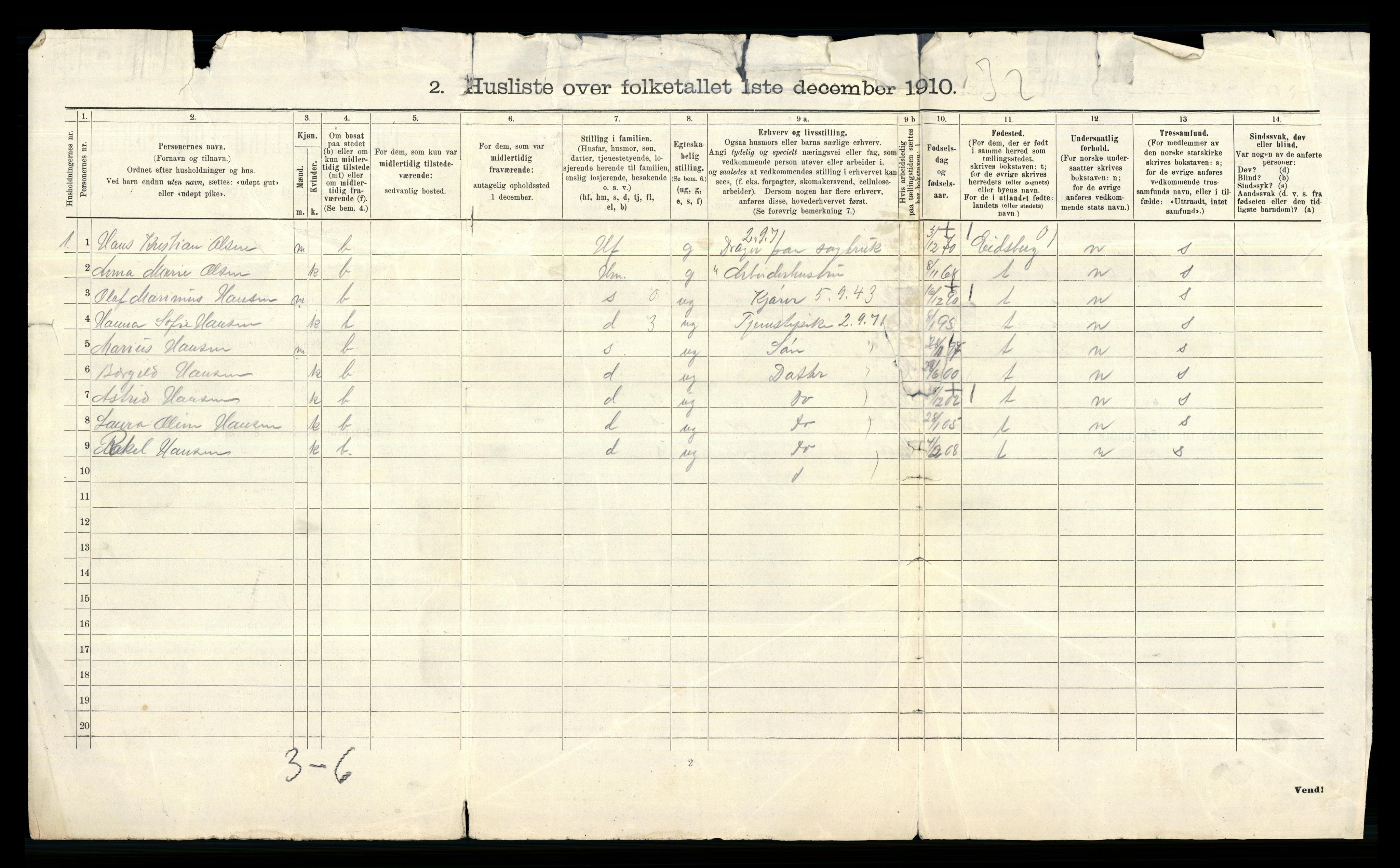 RA, 1910 census for Glemmen, 1910, p. 821