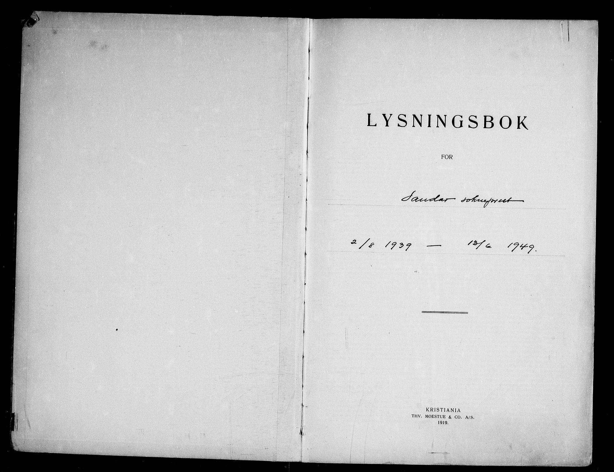 Sandar kirkebøker, SAKO/A-243/H/Ha/L0007: Banns register no. 7, 1939-1949
