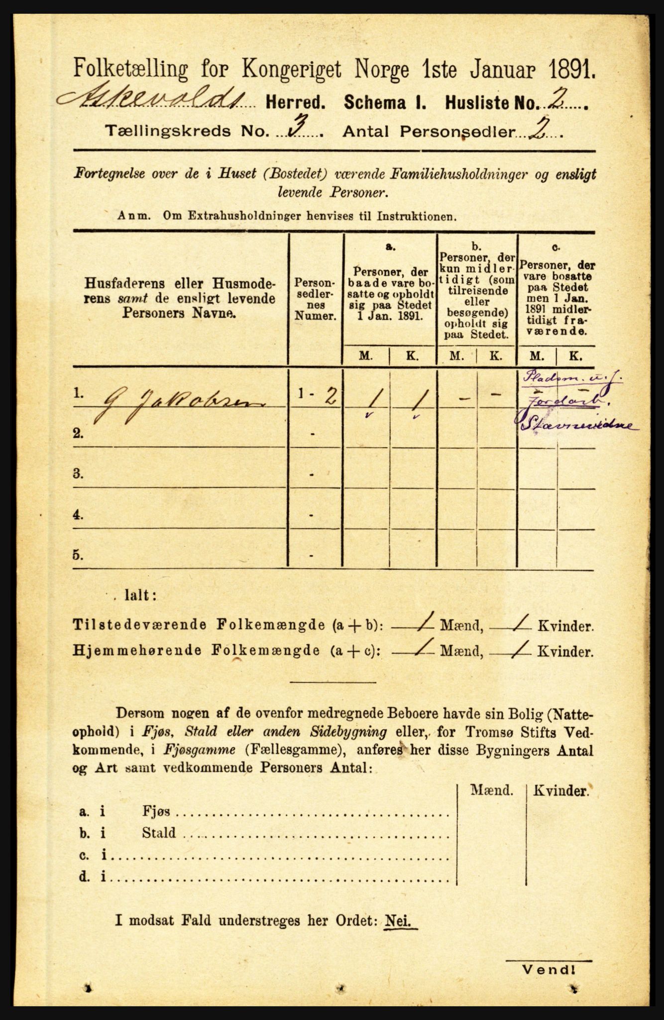 RA, 1891 census for 1428 Askvoll, 1891, p. 722