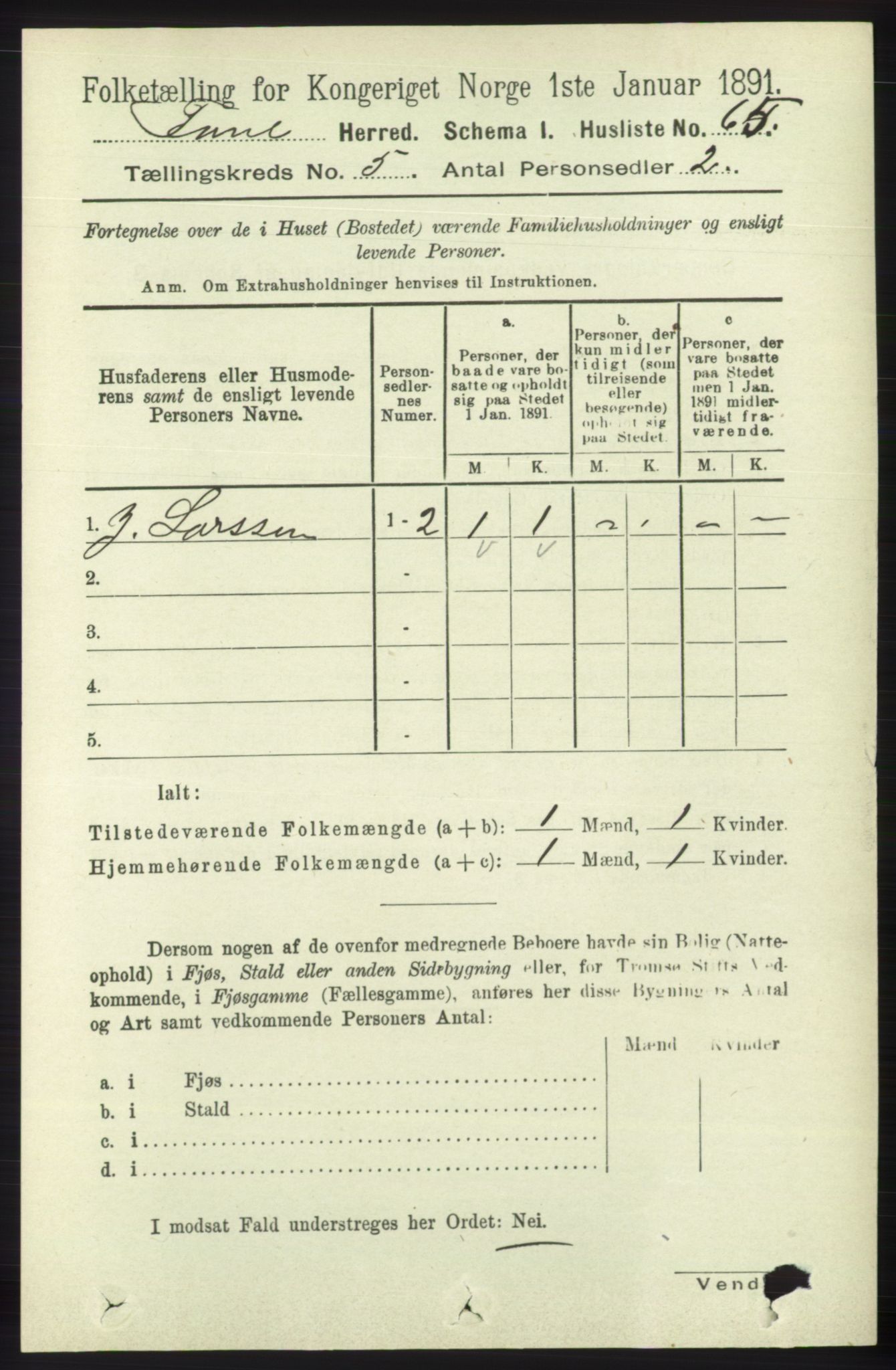 RA, 1891 census for 1249 Fana, 1891, p. 2044