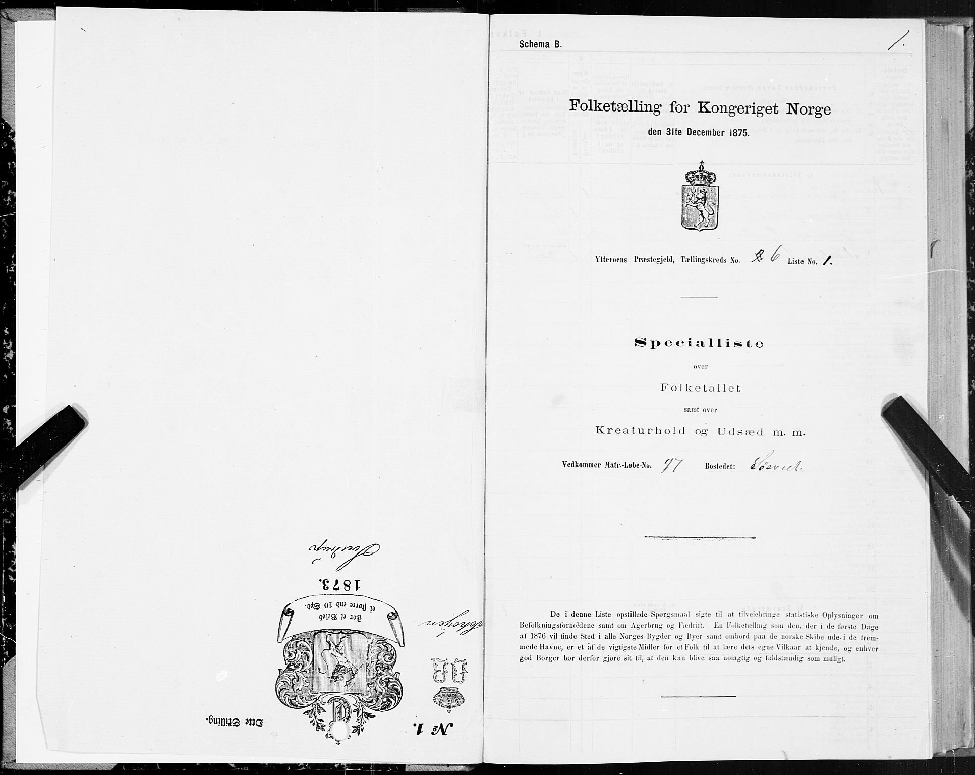 SAT, 1875 census for 1722P Ytterøy, 1875, p. 3001