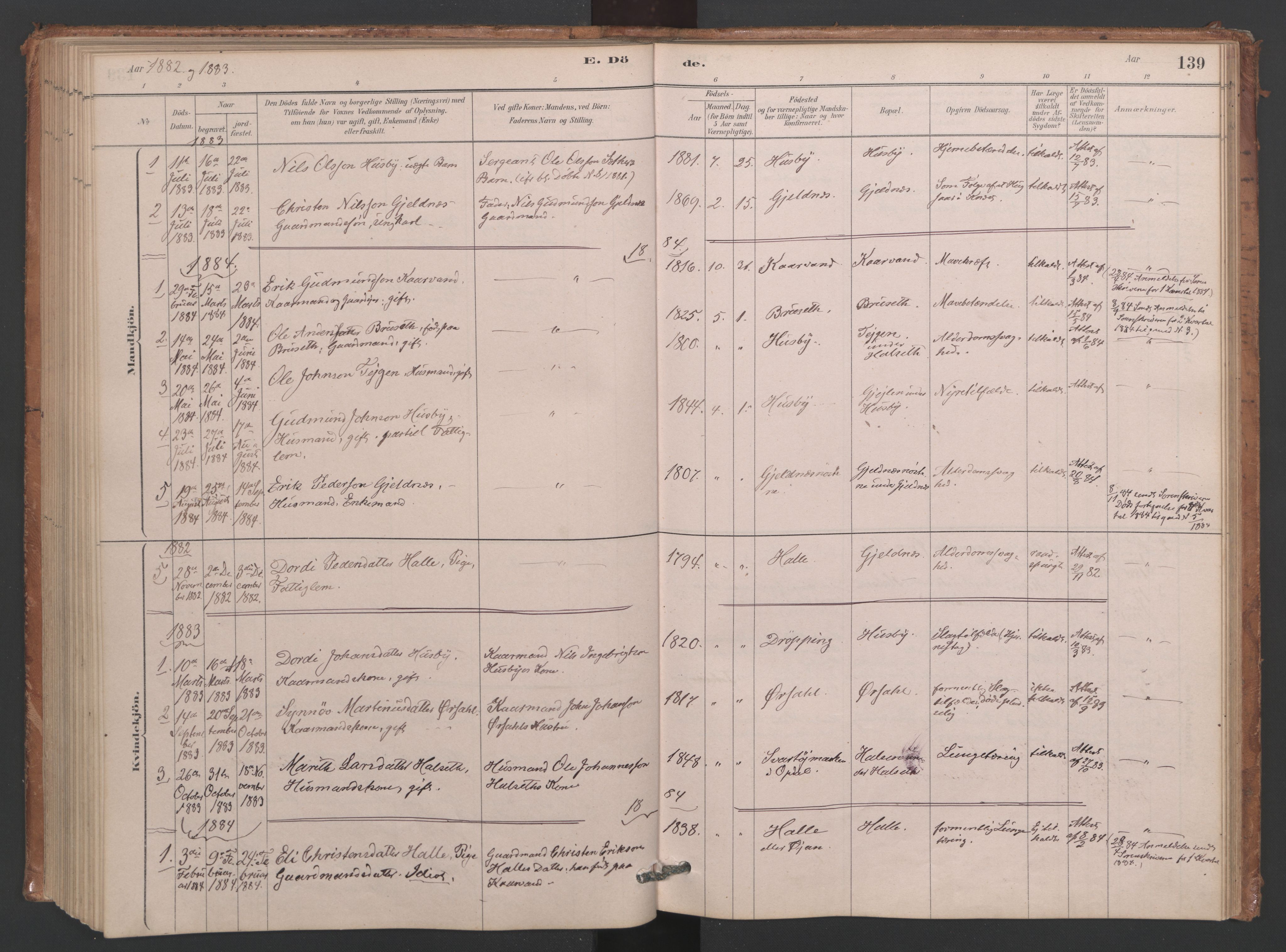 Ministerialprotokoller, klokkerbøker og fødselsregistre - Møre og Romsdal, AV/SAT-A-1454/593/L1034: Parish register (official) no. 593A01, 1879-1911, p. 139