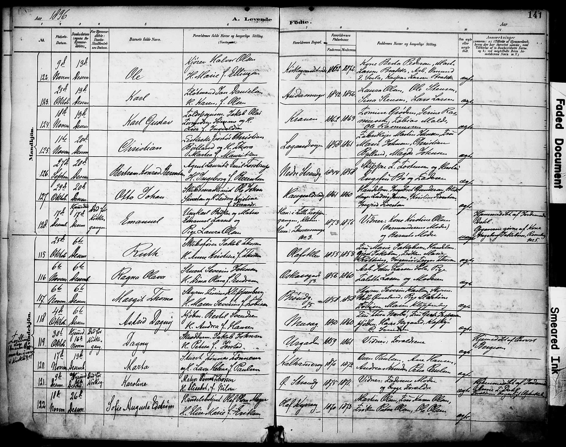 Domkirken sokneprestkontor, SAST/A-101812/001/30/30BA/L0030: Parish register (official) no. A 29, 1889-1902, p. 141