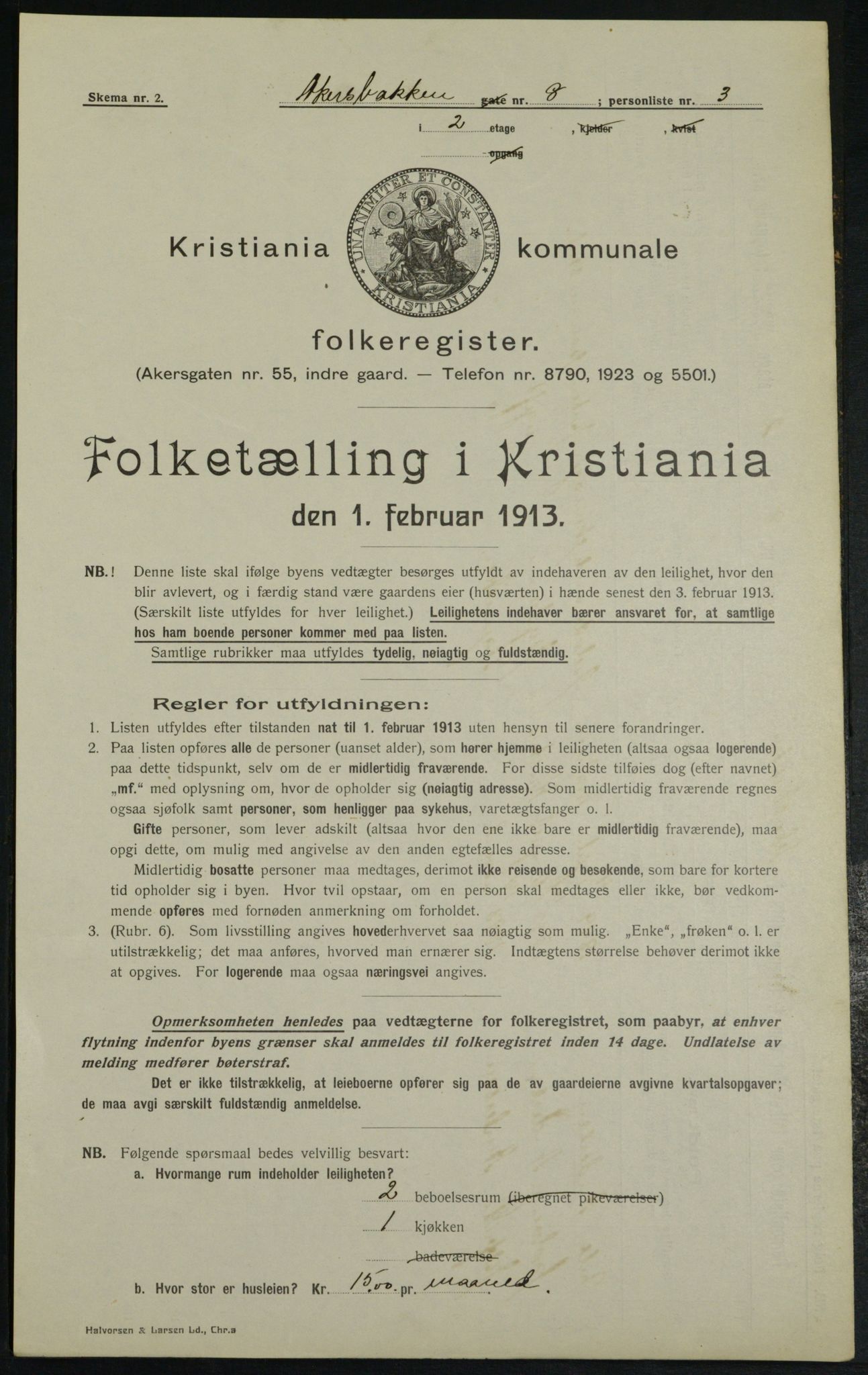 OBA, Municipal Census 1913 for Kristiania, 1913, p. 37