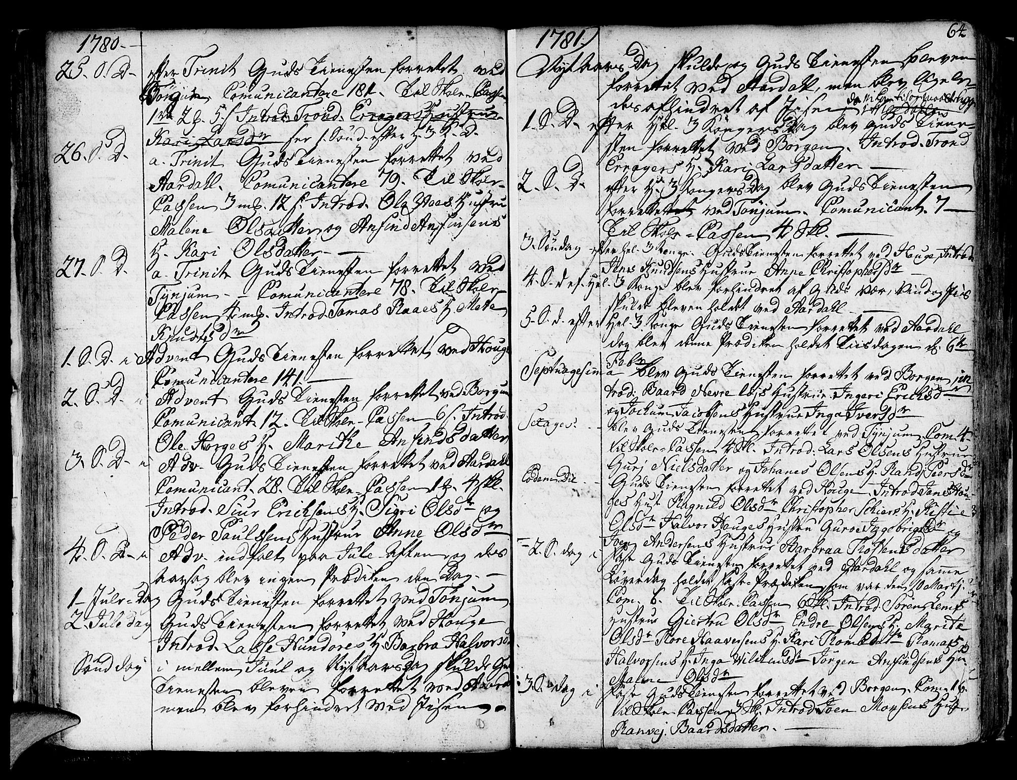 Lærdal sokneprestembete, SAB/A-81201: Parish register (official) no. A 2, 1752-1782, p. 64