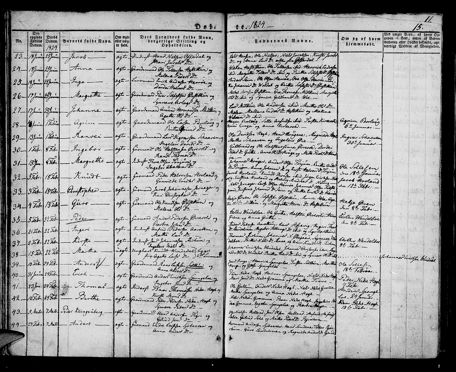 Lærdal sokneprestembete, SAB/A-81201: Parish register (official) no. A 5, 1822-1834, p. 15