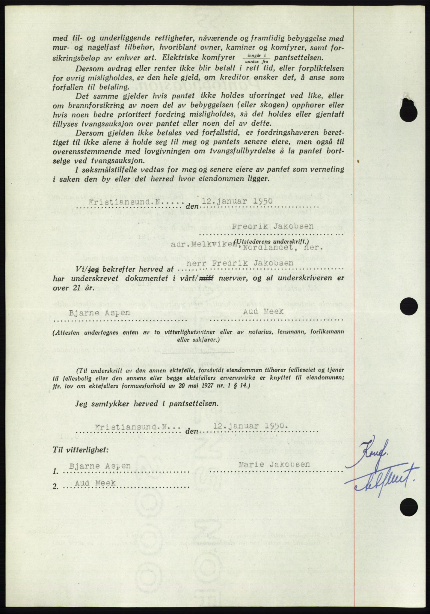 Nordmøre sorenskriveri, AV/SAT-A-4132/1/2/2Ca: Mortgage book no. B103, 1949-1950, Diary no: : 482/1950