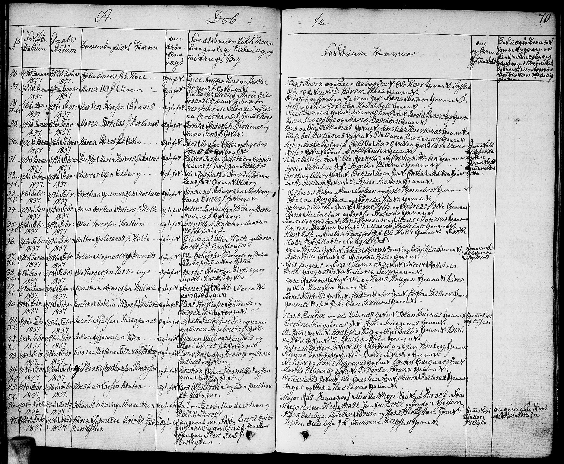 Høland prestekontor Kirkebøker, AV/SAO-A-10346a/F/Fa/L0008: Parish register (official) no. I 8, 1827-1845, p. 70