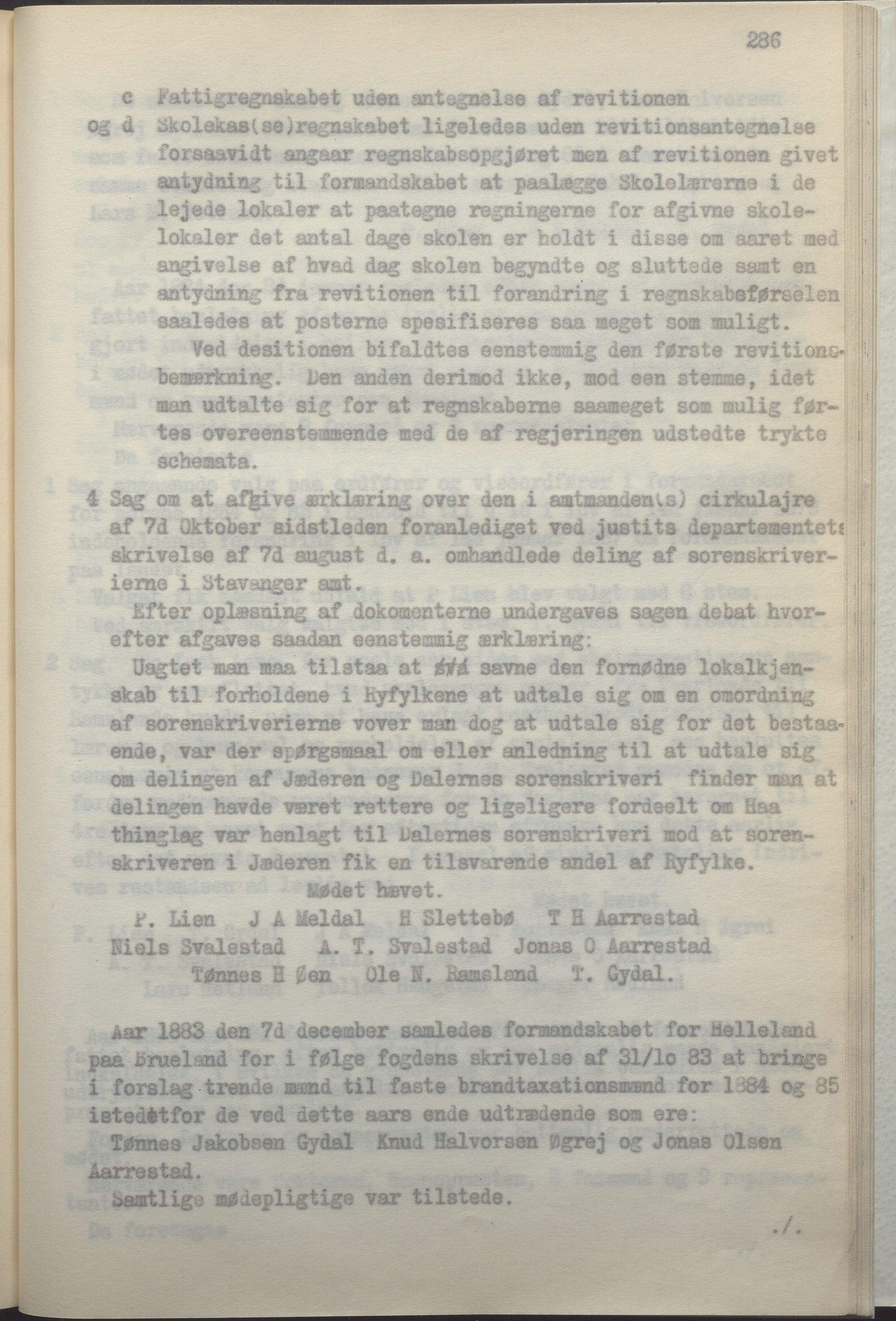 Helleland kommune - Formannskapet, IKAR/K-100479/A/Ab/L0002: Avskrift av møtebok, 1866-1887, p. 286