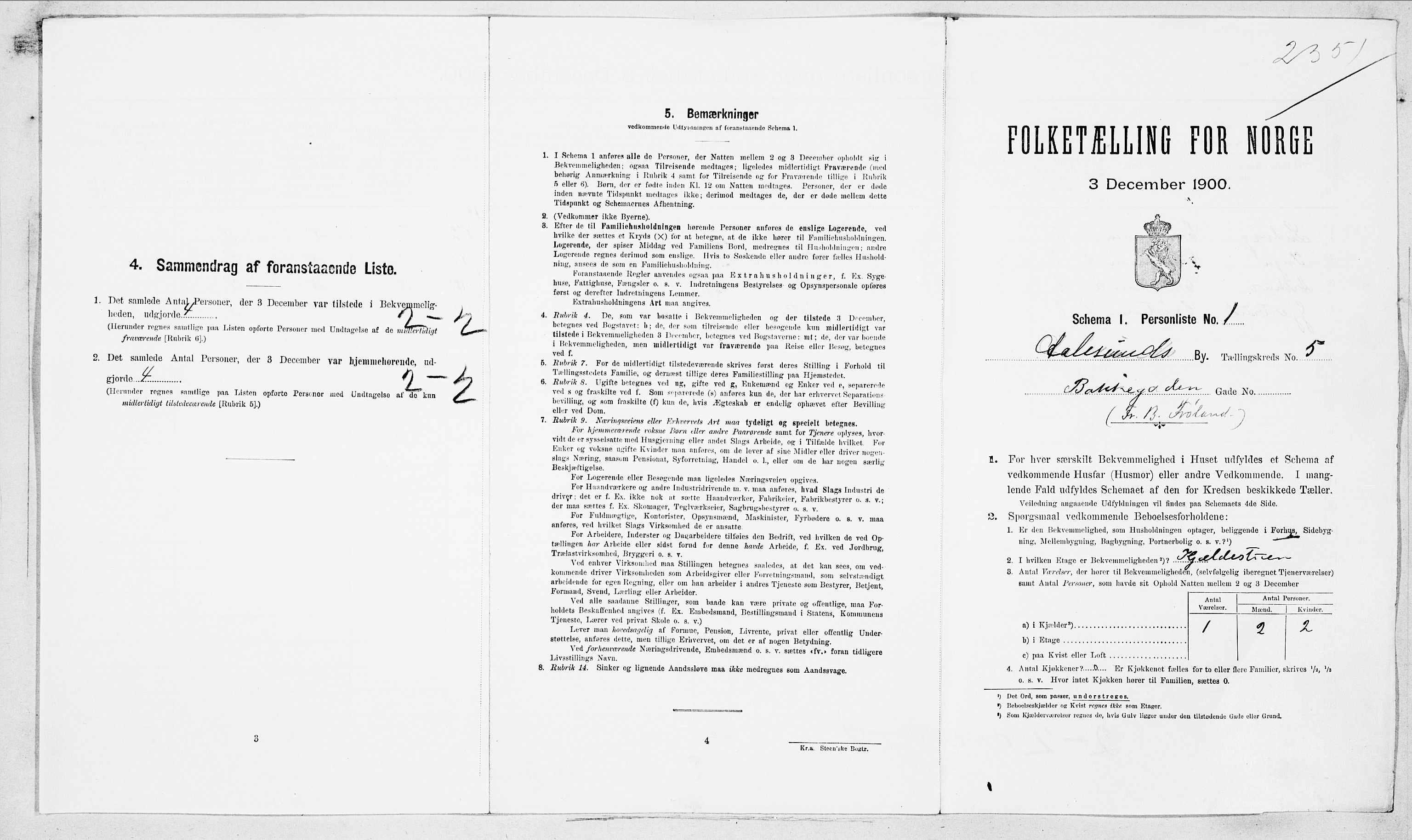 SAT, 1900 census for Ålesund, 1900, p. 1429