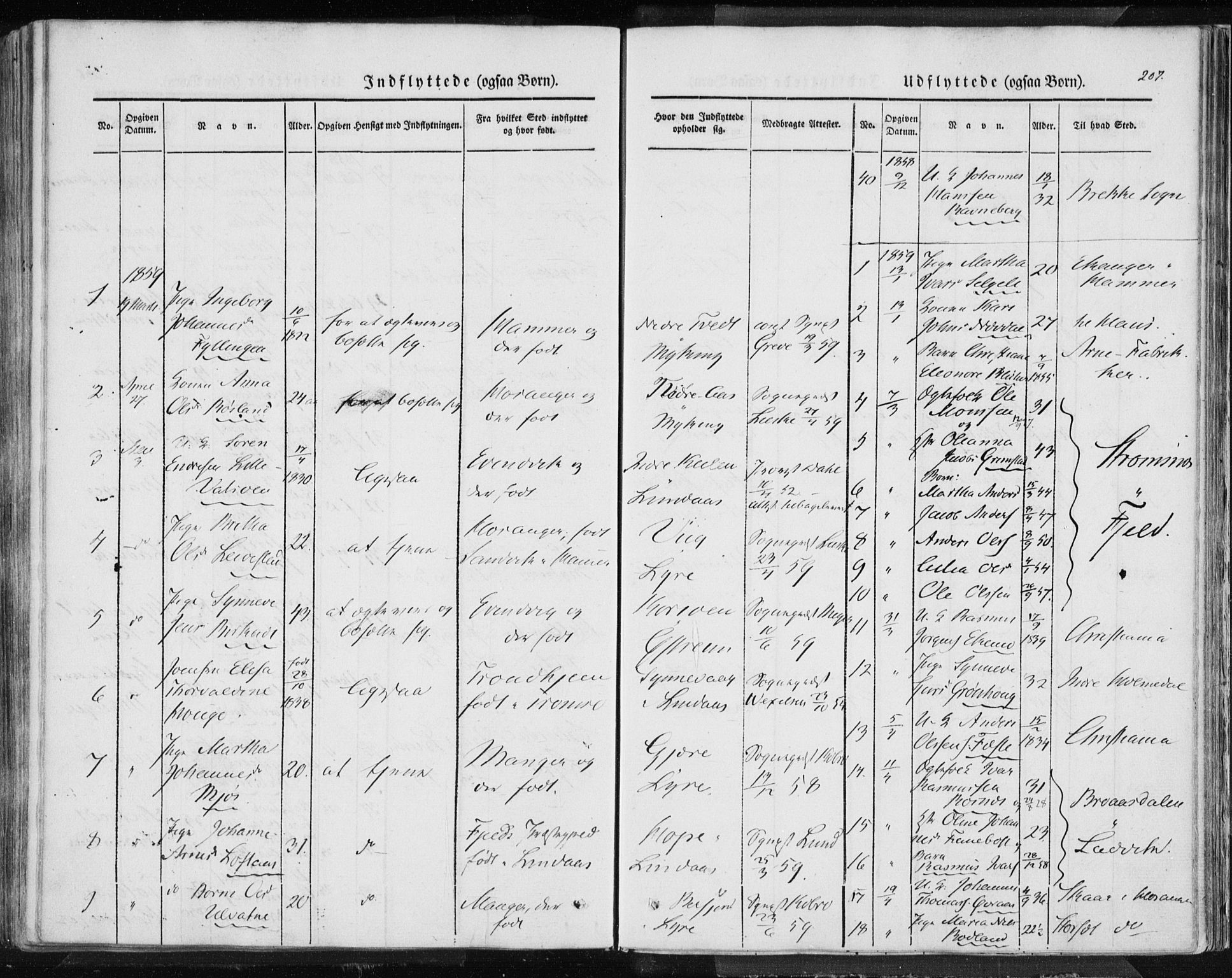 Lindås Sokneprestembete, AV/SAB-A-76701/H/Haa/Haaa/L0010: Parish register (official) no. A 10, 1842-1862, p. 207