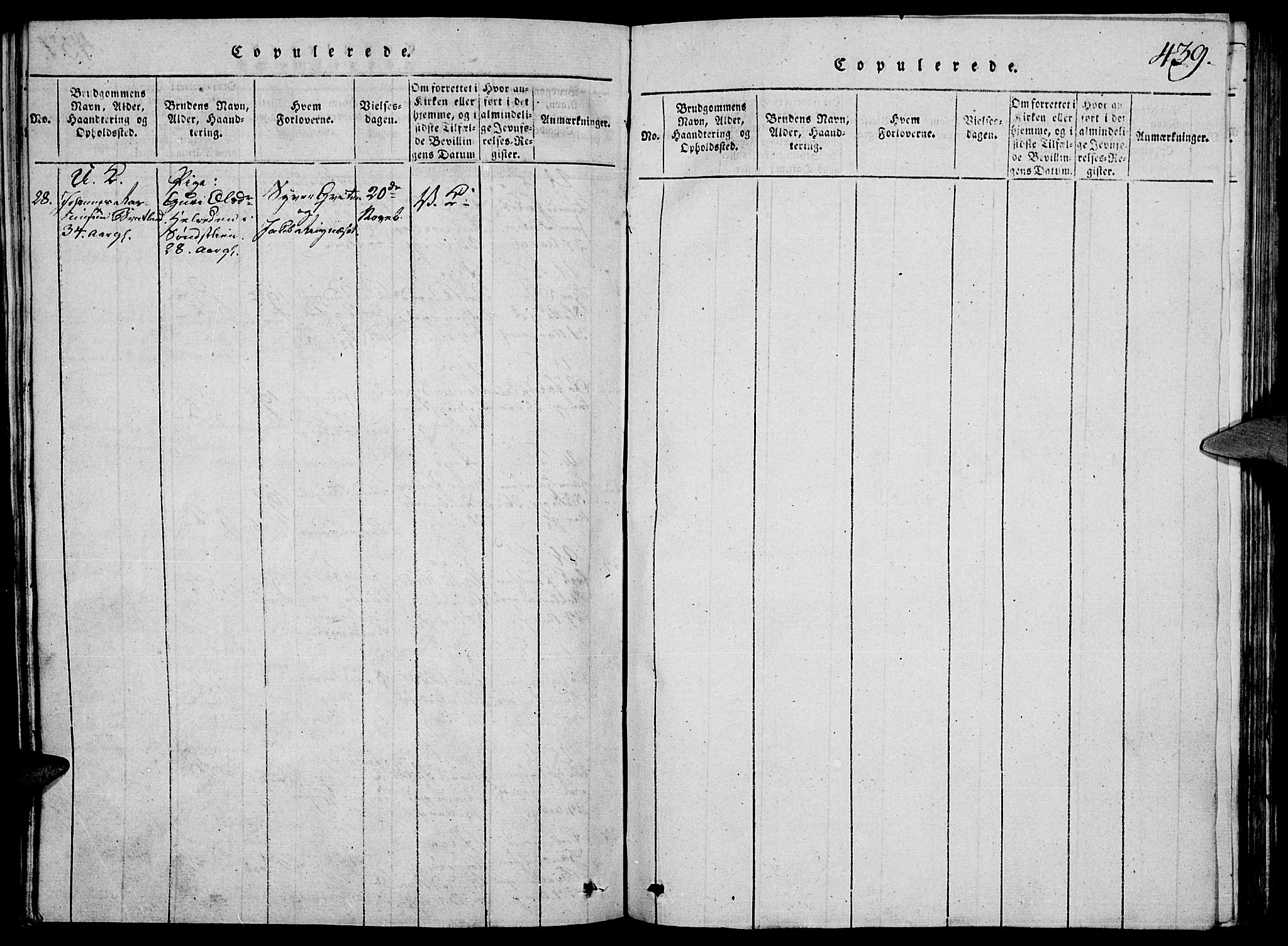 Vågå prestekontor, AV/SAH-PREST-076/H/Ha/Hab/L0001: Parish register (copy) no. 1, 1815-1827, p. 438-439