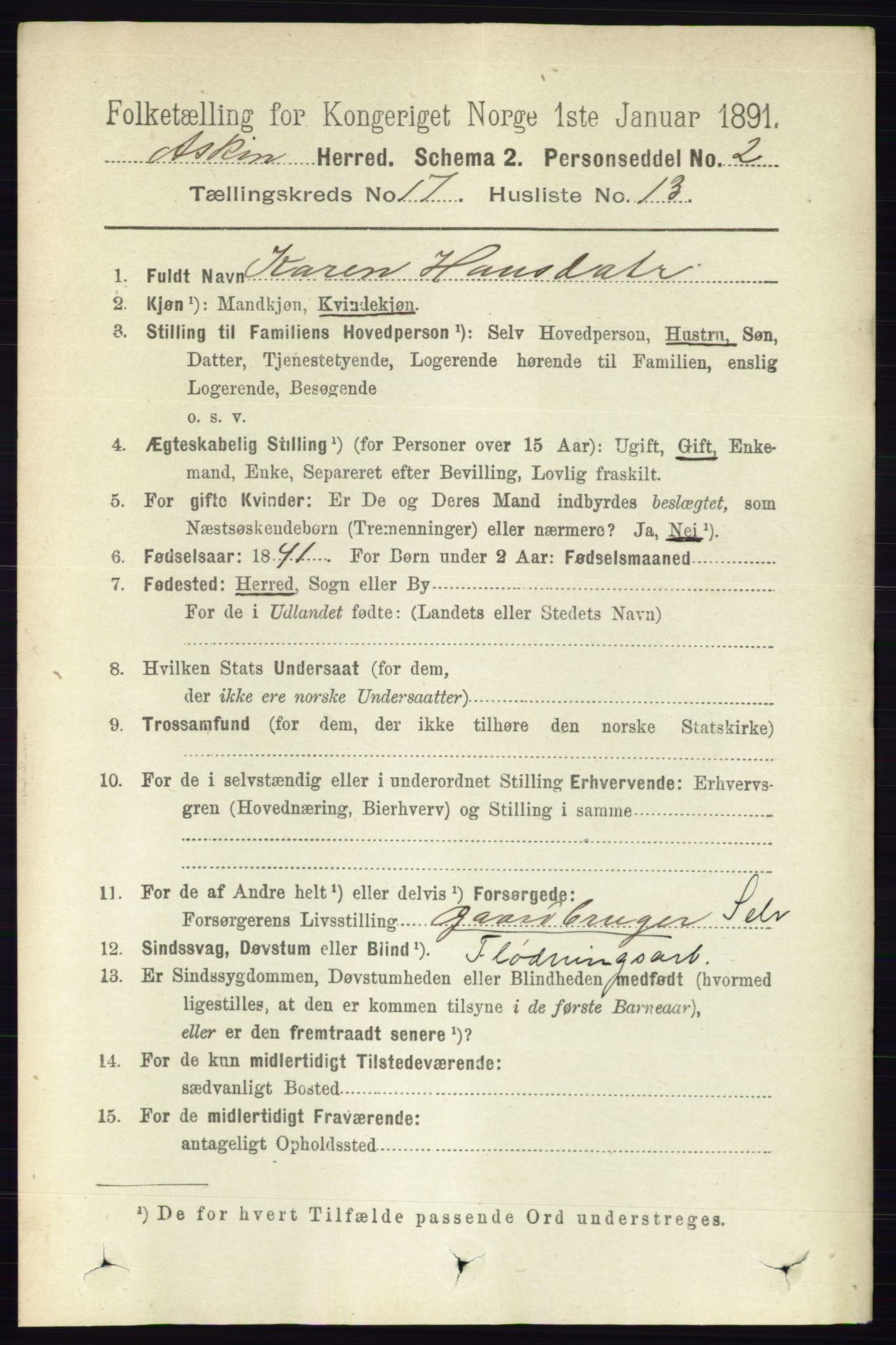 RA, 1891 census for 0124 Askim, 1891, p. 2925