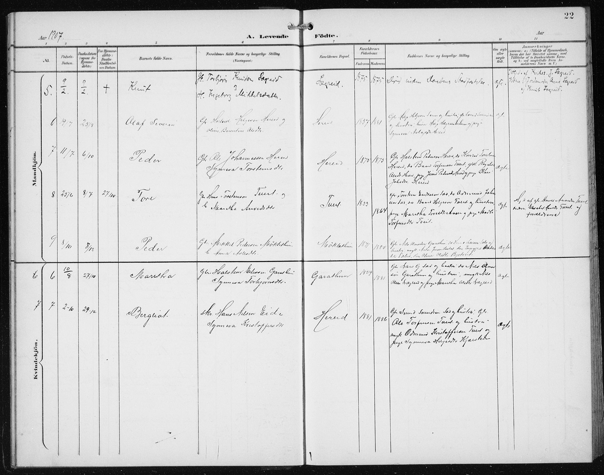 Ullensvang sokneprestembete, SAB/A-78701/H/Hab: Parish register (copy) no. C  3, 1899-1932, p. 22