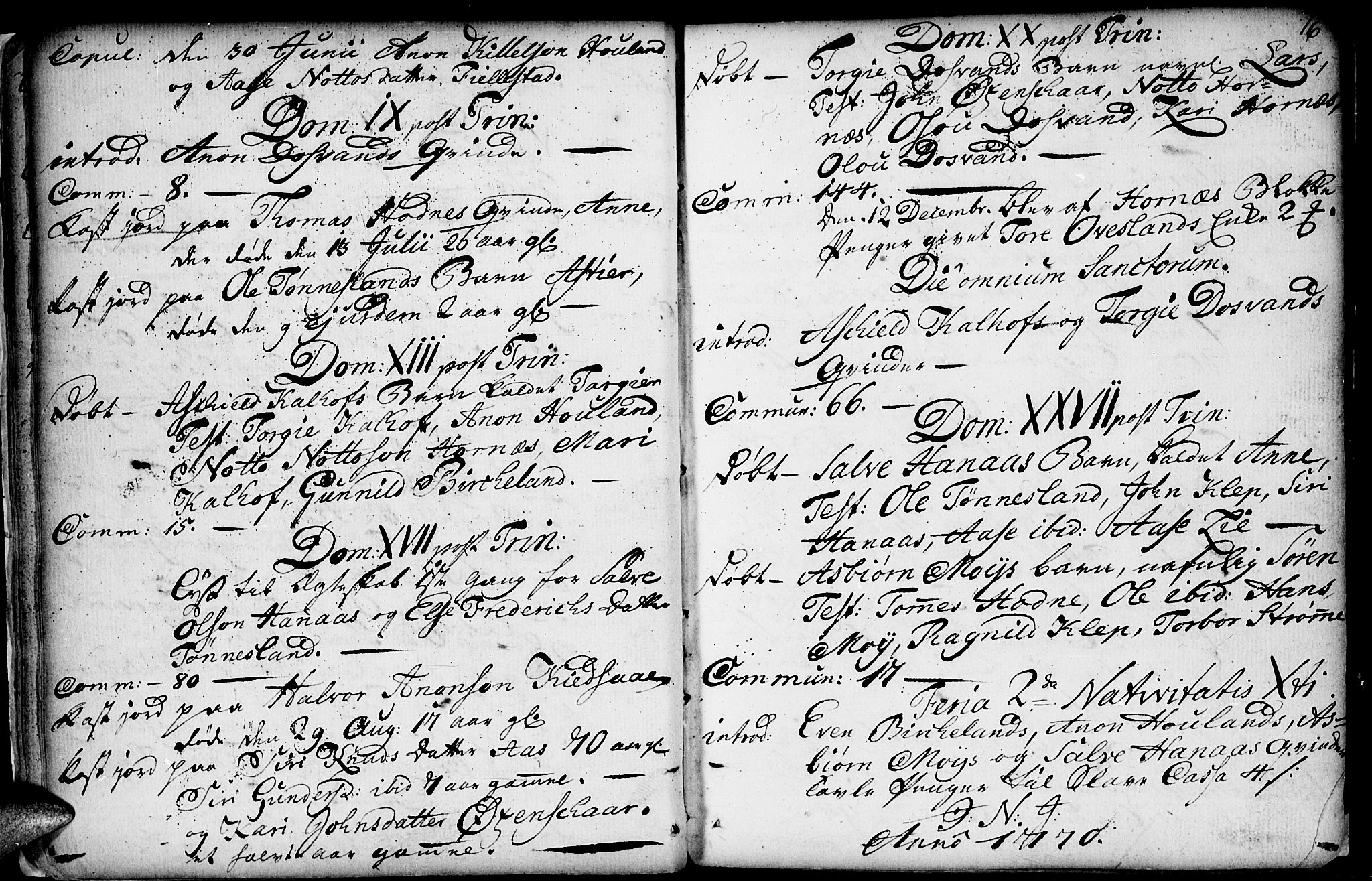 Evje sokneprestkontor, AV/SAK-1111-0008/F/Fa/Fab/L0002: Parish register (official) no. A 2, 1765-1816, p. 16