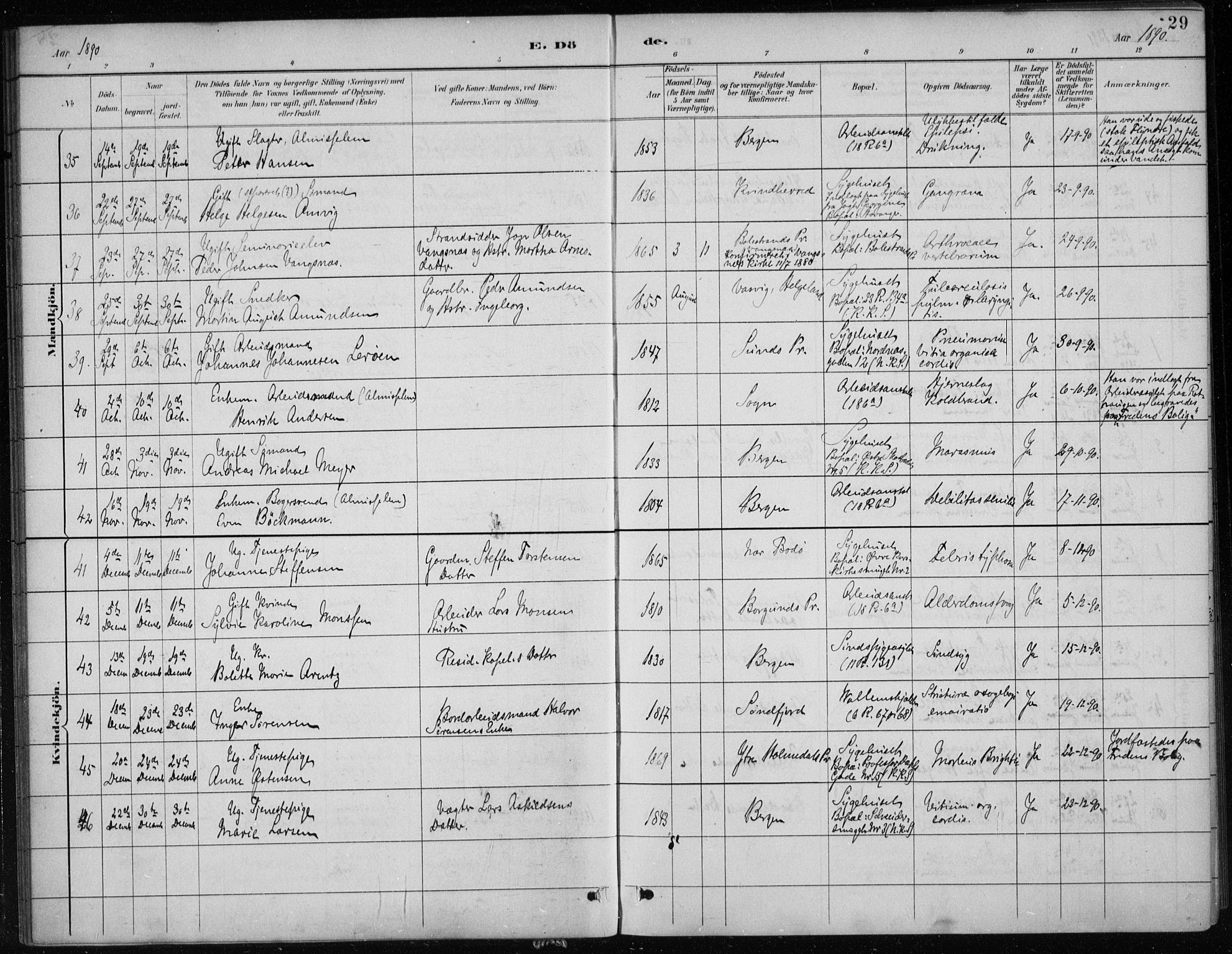Bergen kommunale pleiehjem - stiftelsespresten, AV/SAB-A-100281: Parish register (official) no. A 5, 1887-1908, p. 29
