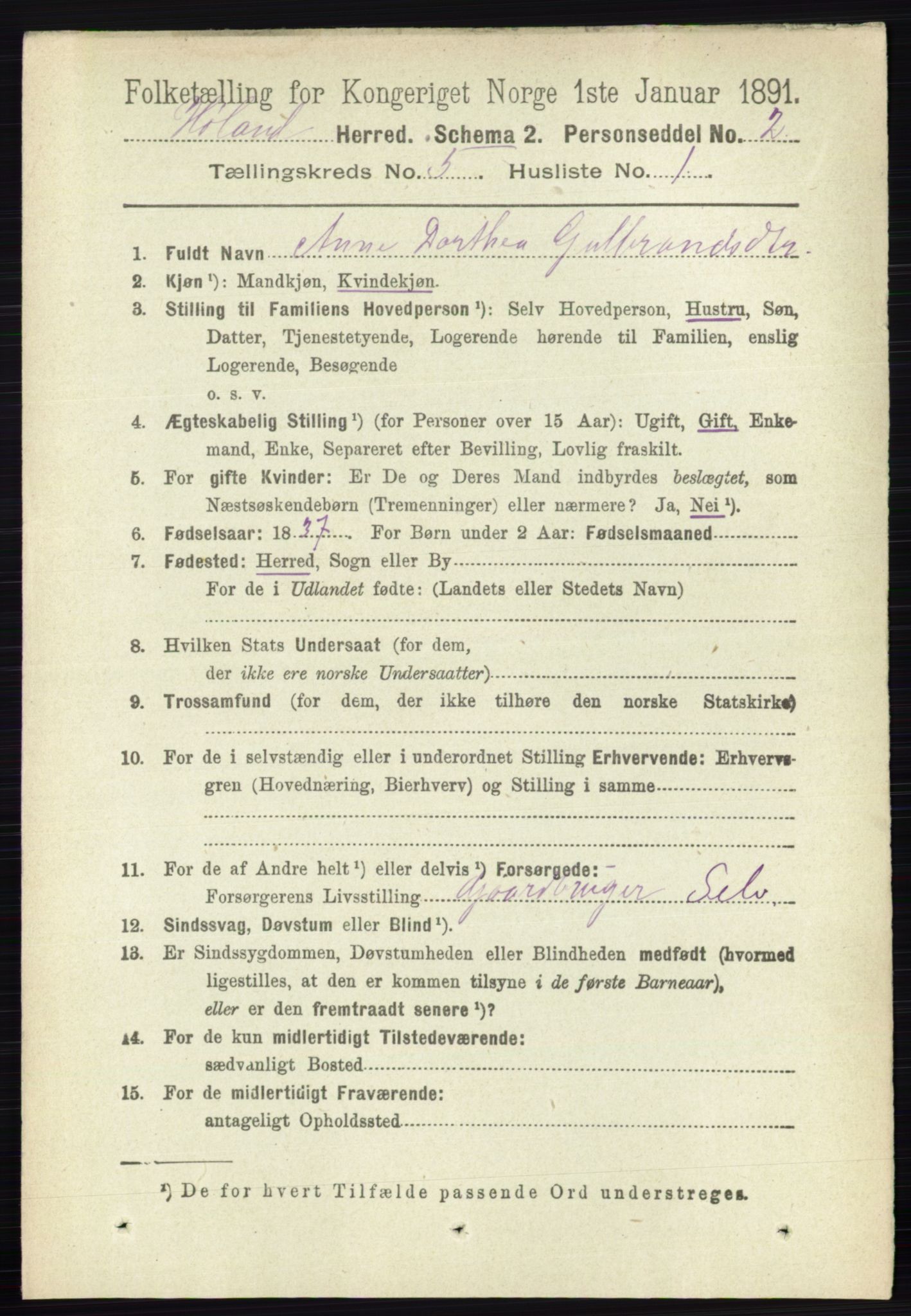 RA, 1891 census for 0221 Høland, 1891, p. 3516