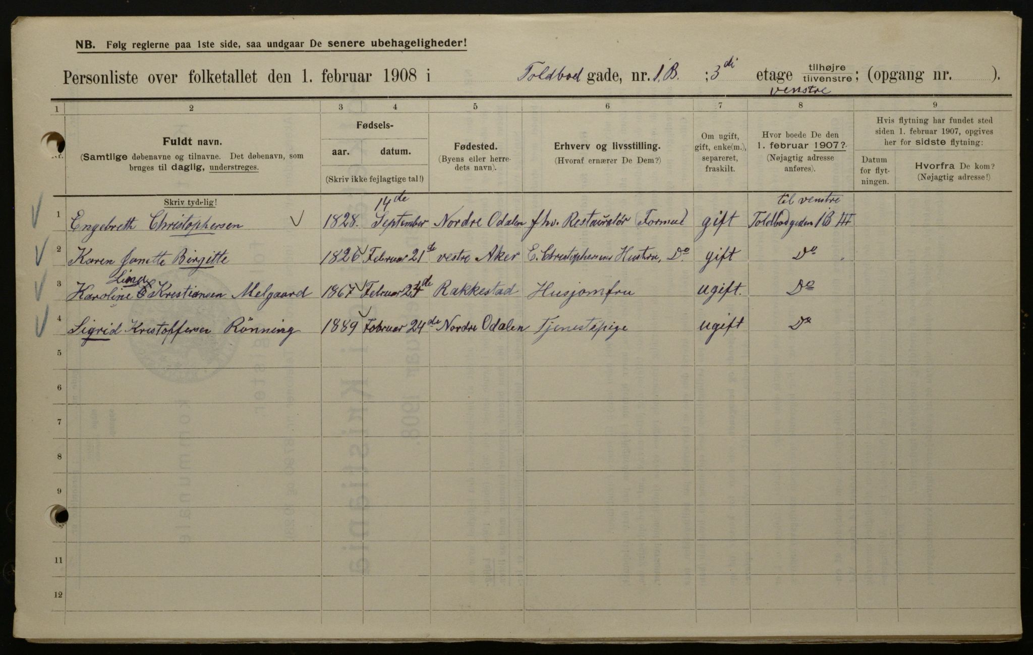 OBA, Municipal Census 1908 for Kristiania, 1908, p. 101661