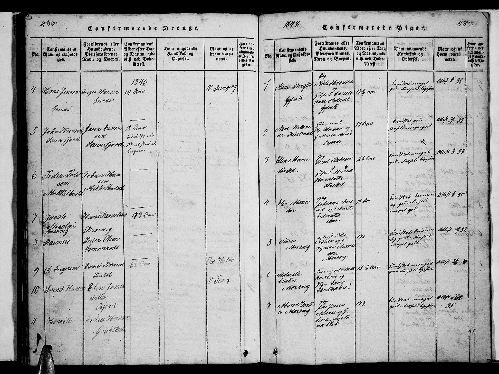 Ministerialprotokoller, klokkerbøker og fødselsregistre - Nordland, AV/SAT-A-1459/857/L0826: Parish register (copy) no. 857C01, 1821-1852, p. 486-487