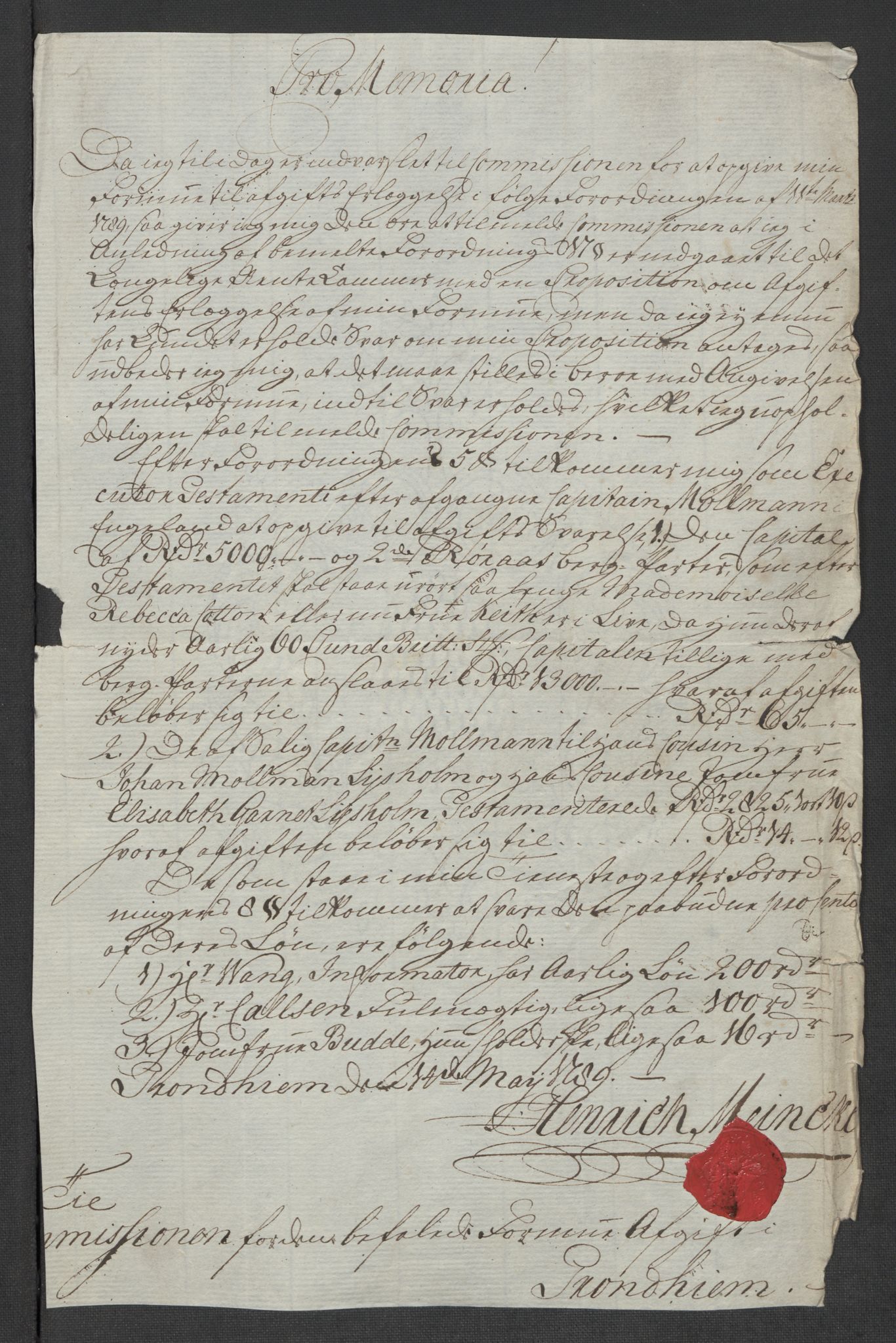 Rentekammeret inntil 1814, Reviderte regnskaper, Mindre regnskaper, AV/RA-EA-4068/Rf/Rfe/L0052:  Trondheim, 1789, p. 349