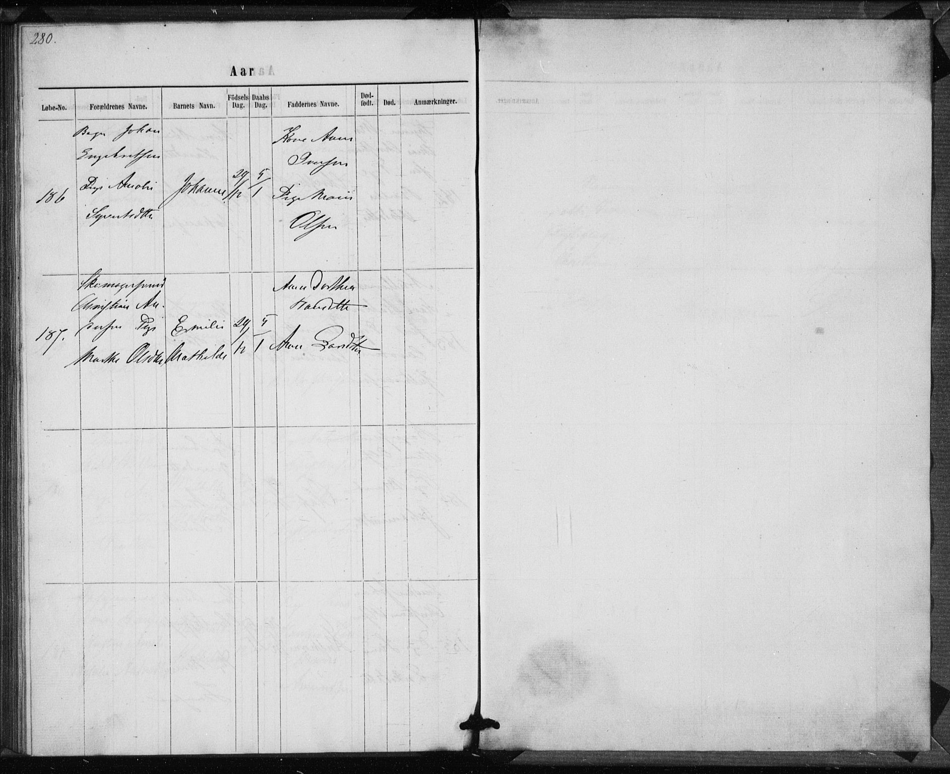 Rikshospitalet prestekontor Kirkebøker, AV/SAO-A-10309b/K/L0002/0002: Baptism register no. 2.2, 1860-1868, p. 280-281