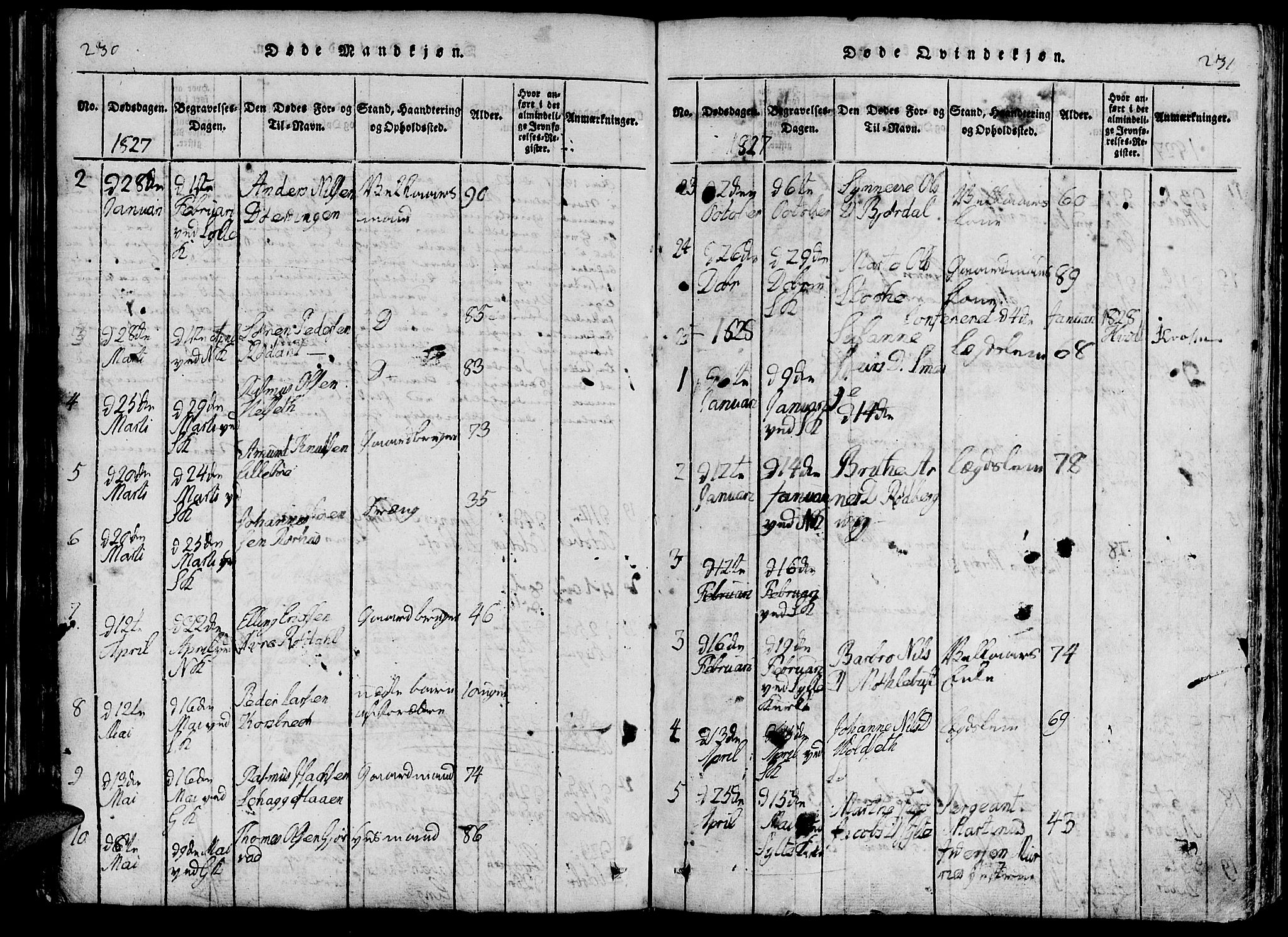 Ministerialprotokoller, klokkerbøker og fødselsregistre - Møre og Romsdal, AV/SAT-A-1454/519/L0260: Parish register (copy) no. 519C01, 1817-1829, p. 230-231