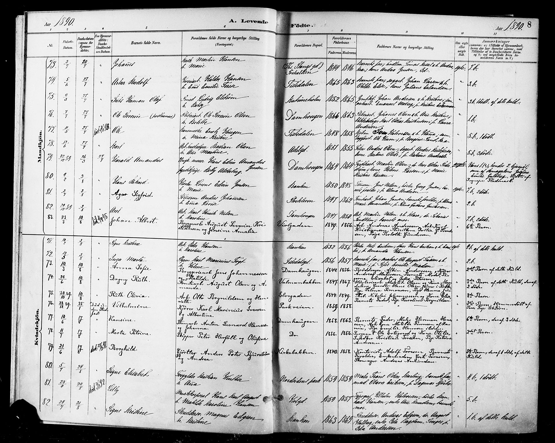 Halden prestekontor Kirkebøker, SAO/A-10909/F/Fa/L0013: Parish register (official) no. I 13, 1890-1906, p. 8