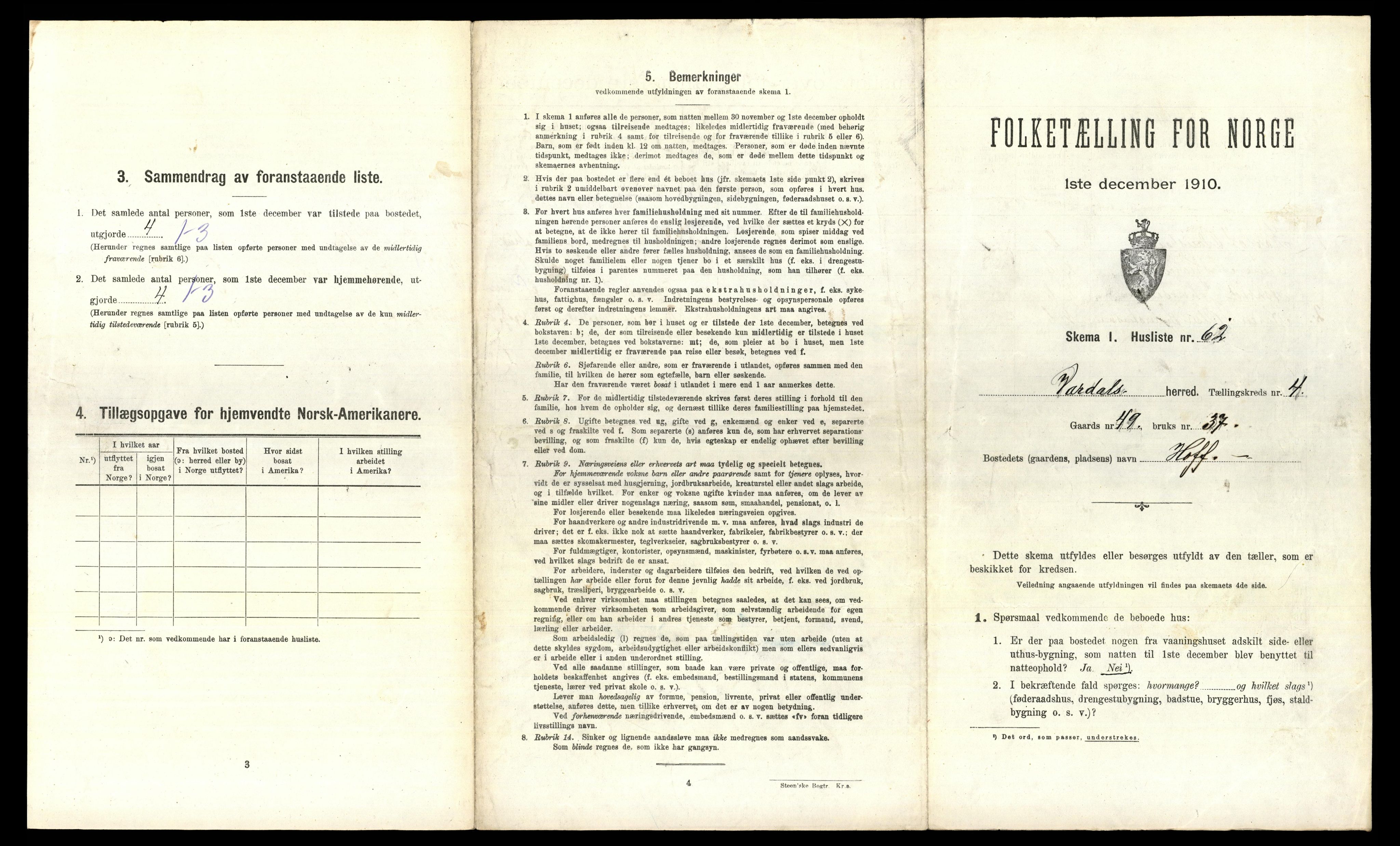 RA, 1910 census for Vardal, 1910, p. 596