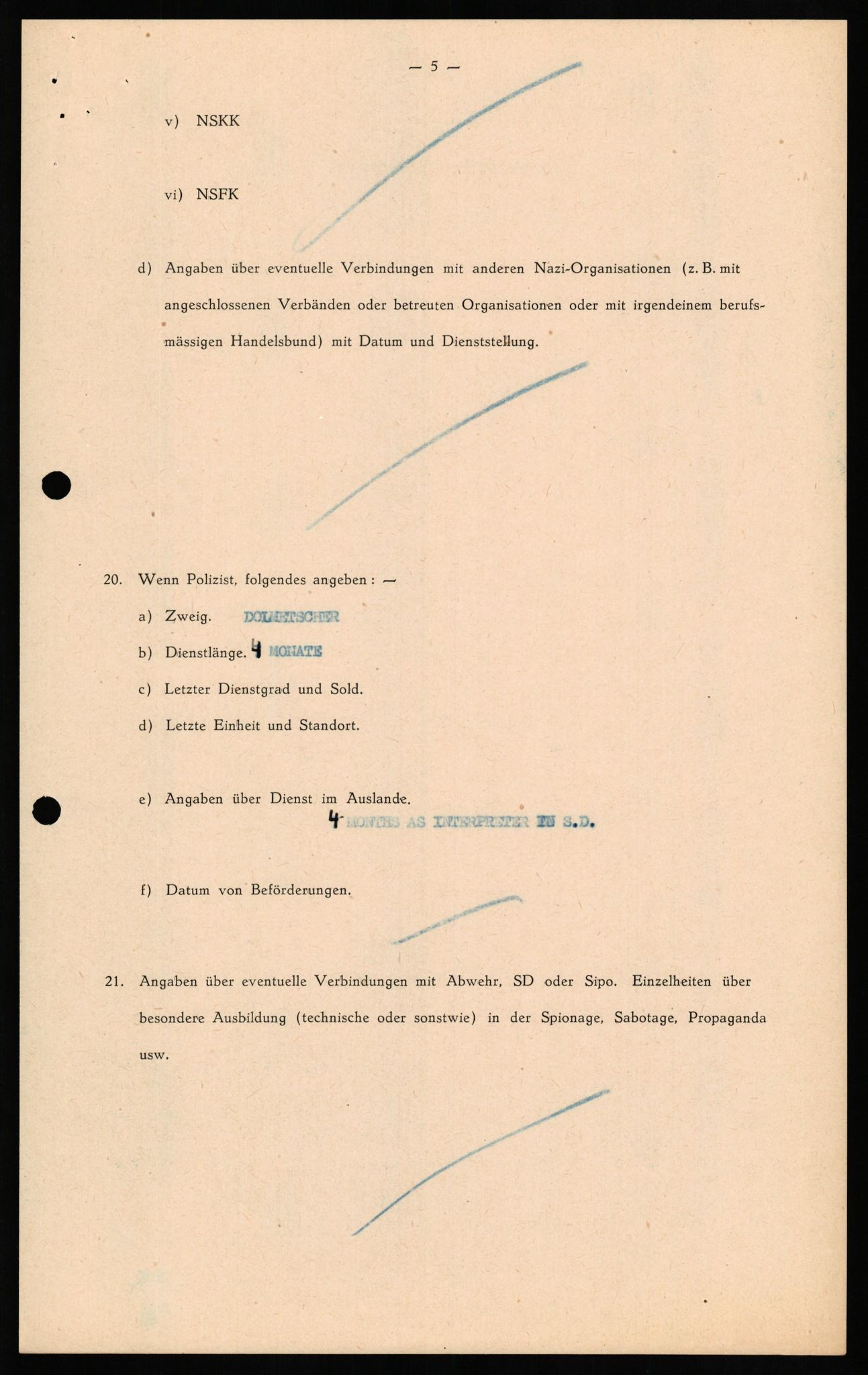 Forsvaret, Forsvarets overkommando II, AV/RA-RAFA-3915/D/Db/L0021: CI Questionaires. Tyske okkupasjonsstyrker i Norge. Tyskere., 1945-1946, p. 400