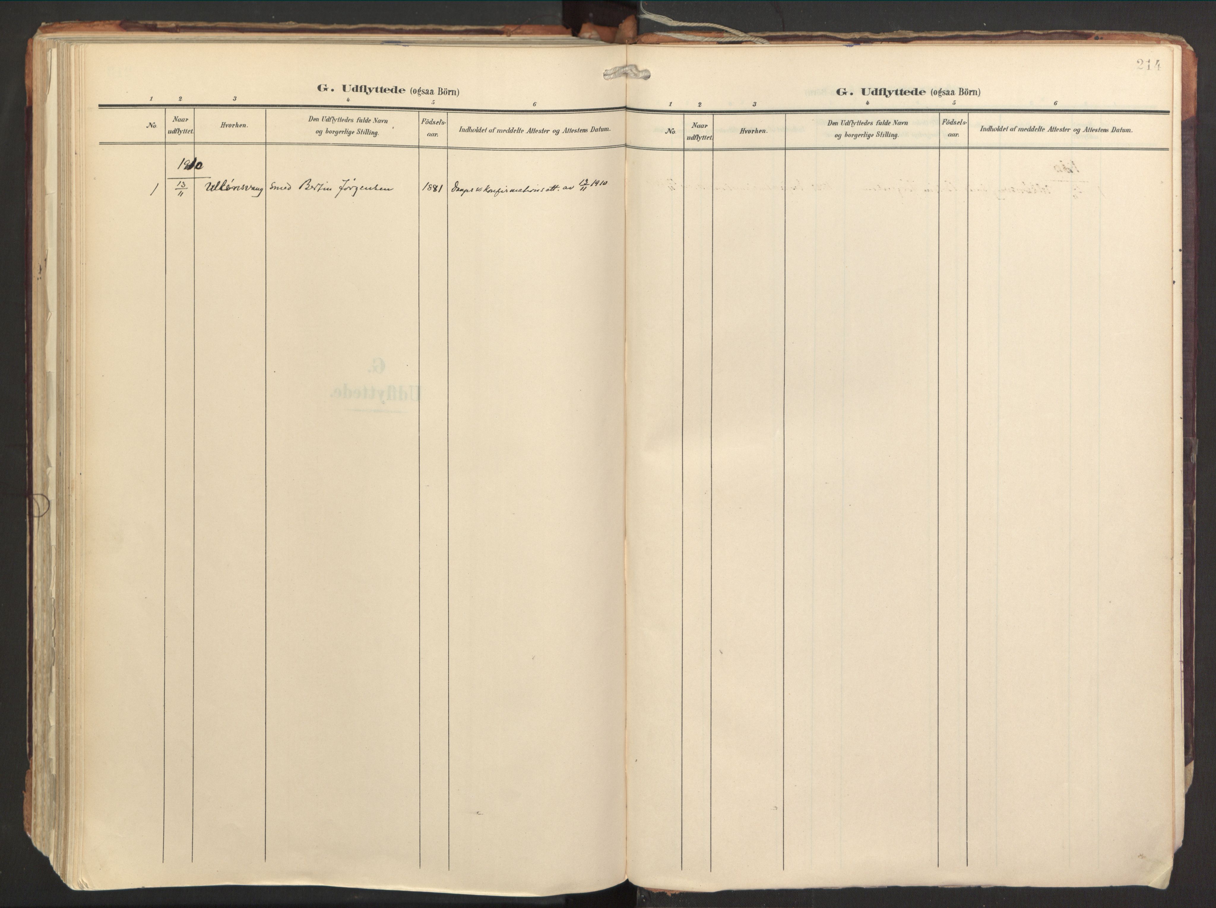 Strandebarm sokneprestembete, SAB/A-78401/H/Haa: Parish register (official) no. B 2, 1909-1941, p. 214