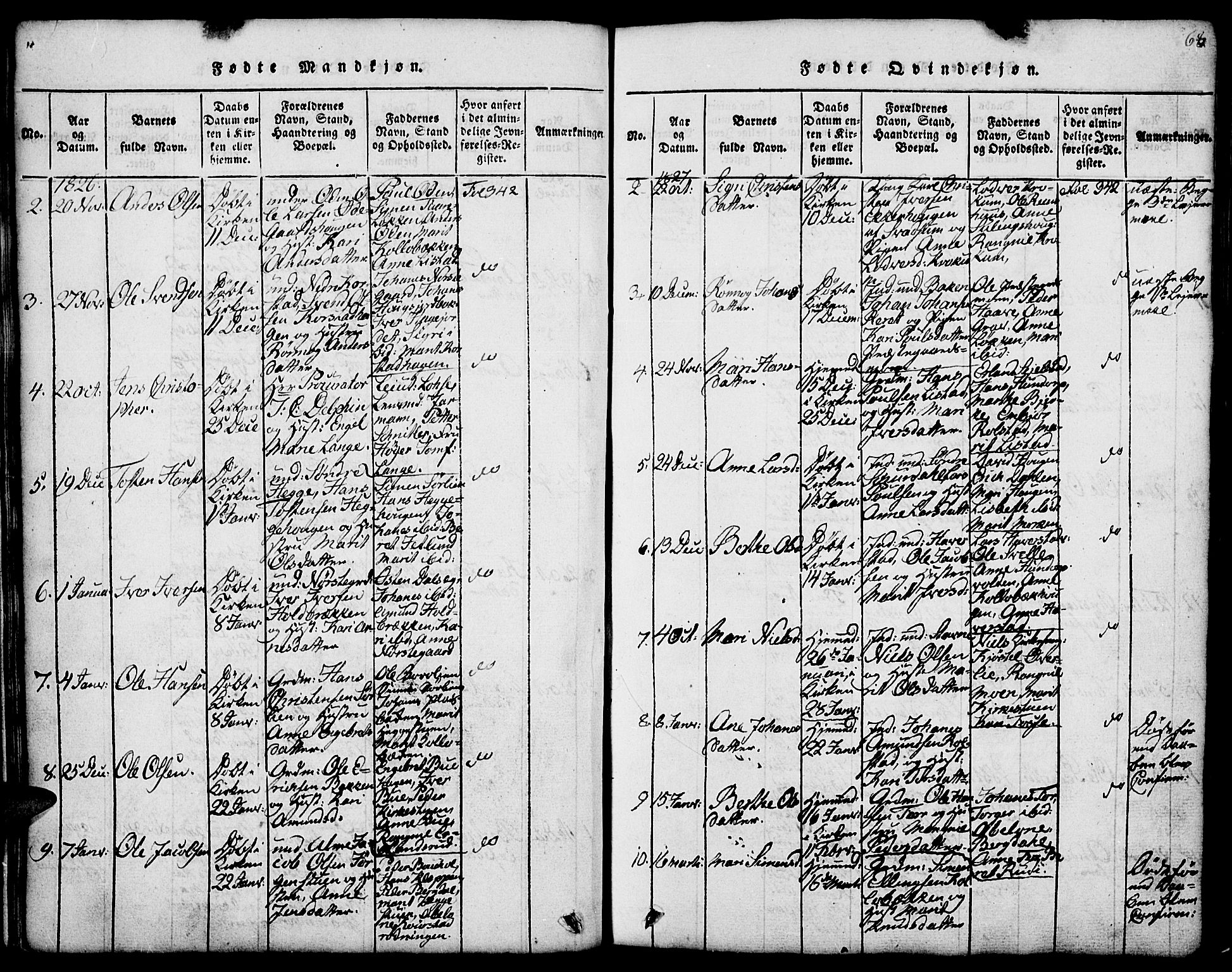 Fron prestekontor, SAH/PREST-078/H/Ha/Hab/L0001: Parish register (copy) no. 1, 1816-1843, p. 68
