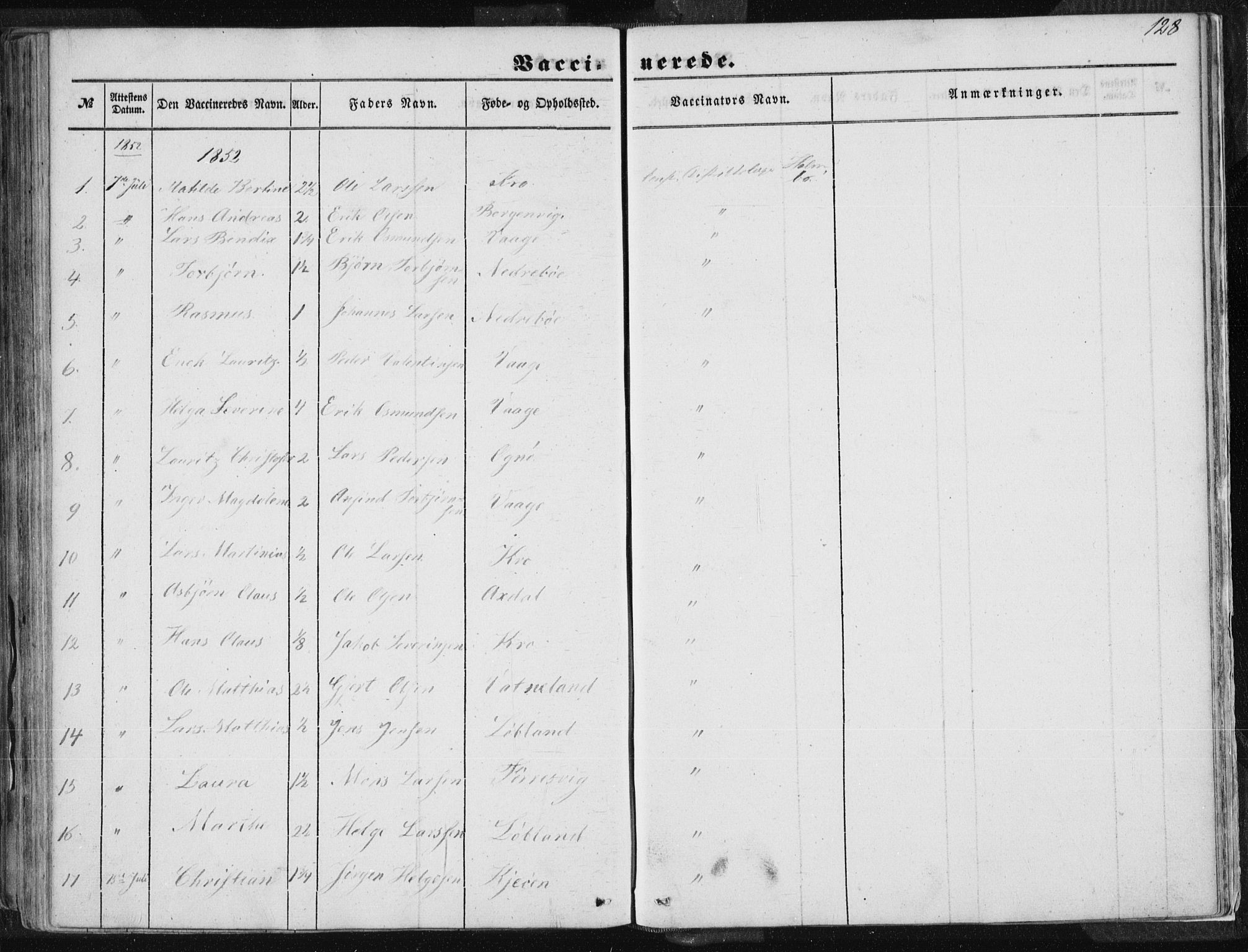 Tysvær sokneprestkontor, SAST/A -101864/H/Ha/Haa/L0002: Parish register (official) no. A 2, 1847-1856, p. 128