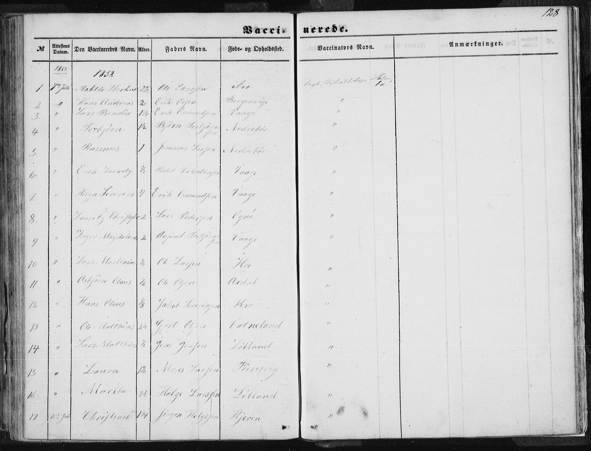 Tysvær sokneprestkontor, AV/SAST-A -101864/H/Ha/Haa/L0002: Parish register (official) no. A 2, 1847-1856, p. 128