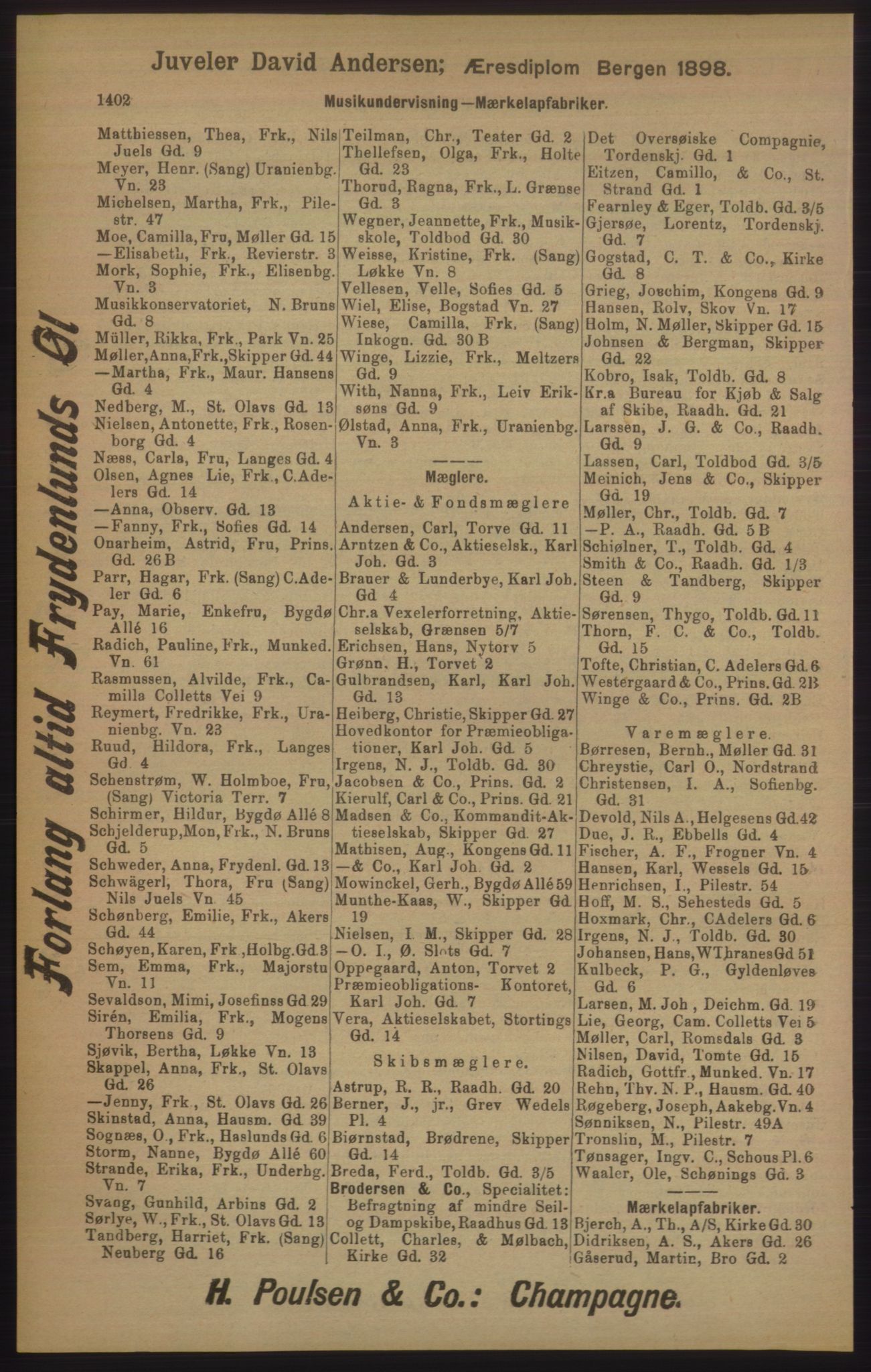 Kristiania/Oslo adressebok, PUBL/-, 1905, p. 1402