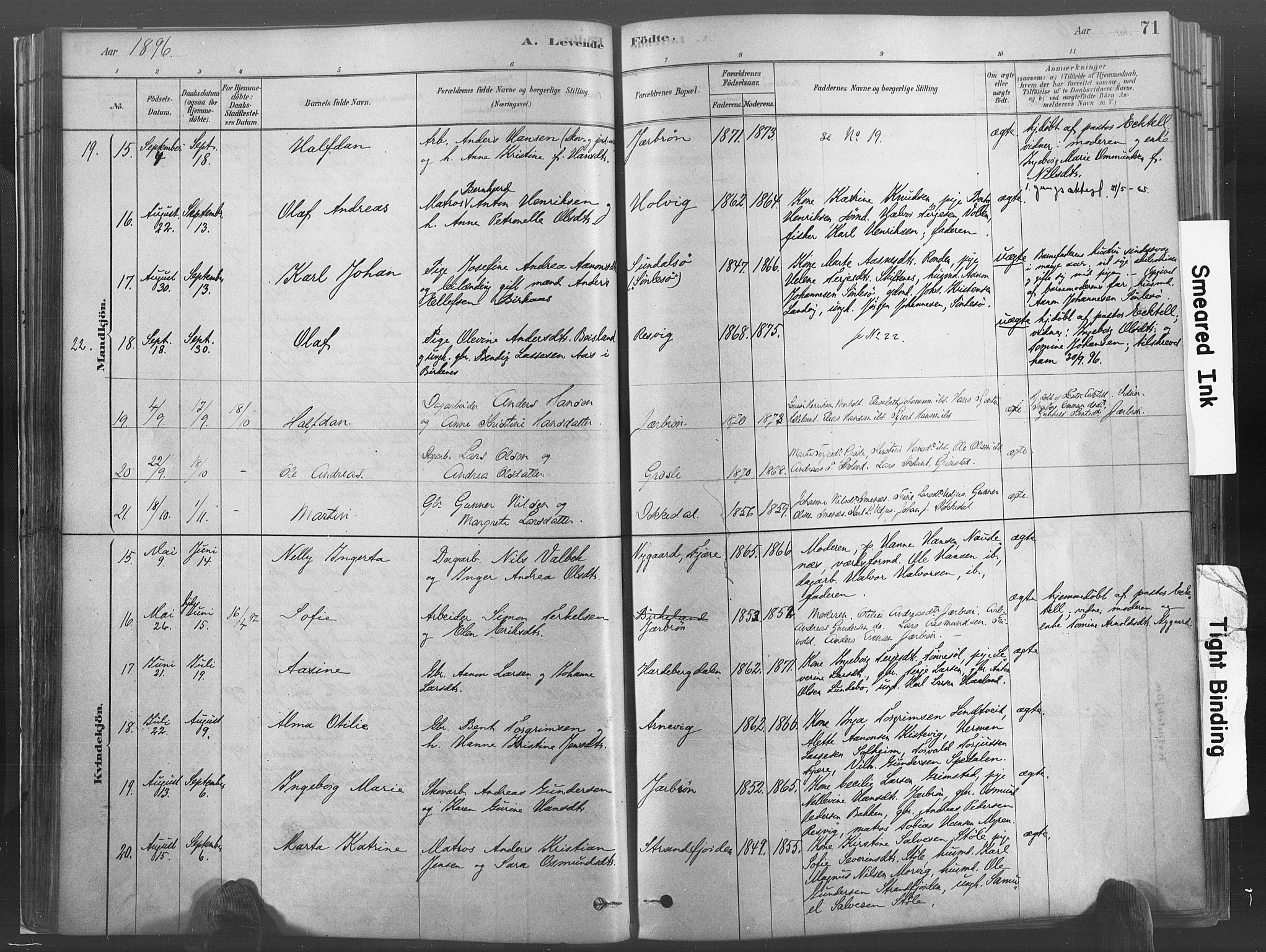 Hommedal sokneprestkontor, SAK/1111-0023/F/Fa/Fab/L0006: Parish register (official) no. A 6, 1878-1897, p. 71