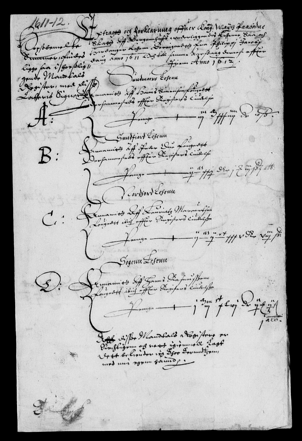 Rentekammeret inntil 1814, Reviderte regnskaper, Lensregnskaper, AV/RA-EA-5023/R/Rb/Rbt/L0010: Bergenhus len, 1611-1613