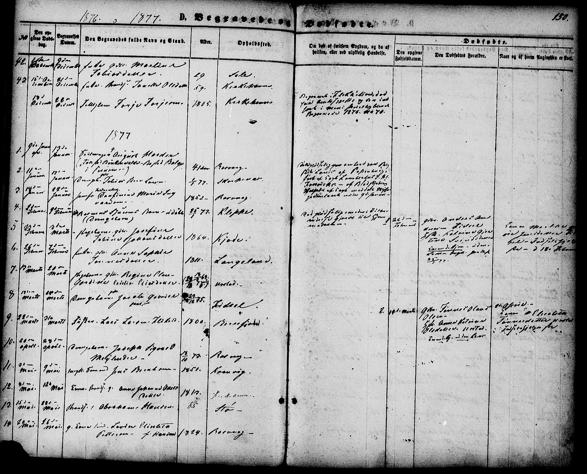 Flekkefjord sokneprestkontor, AV/SAK-1111-0012/F/Fa/Fab/L0005: Parish register (official) no. A 5, 1870-1886, p. 150