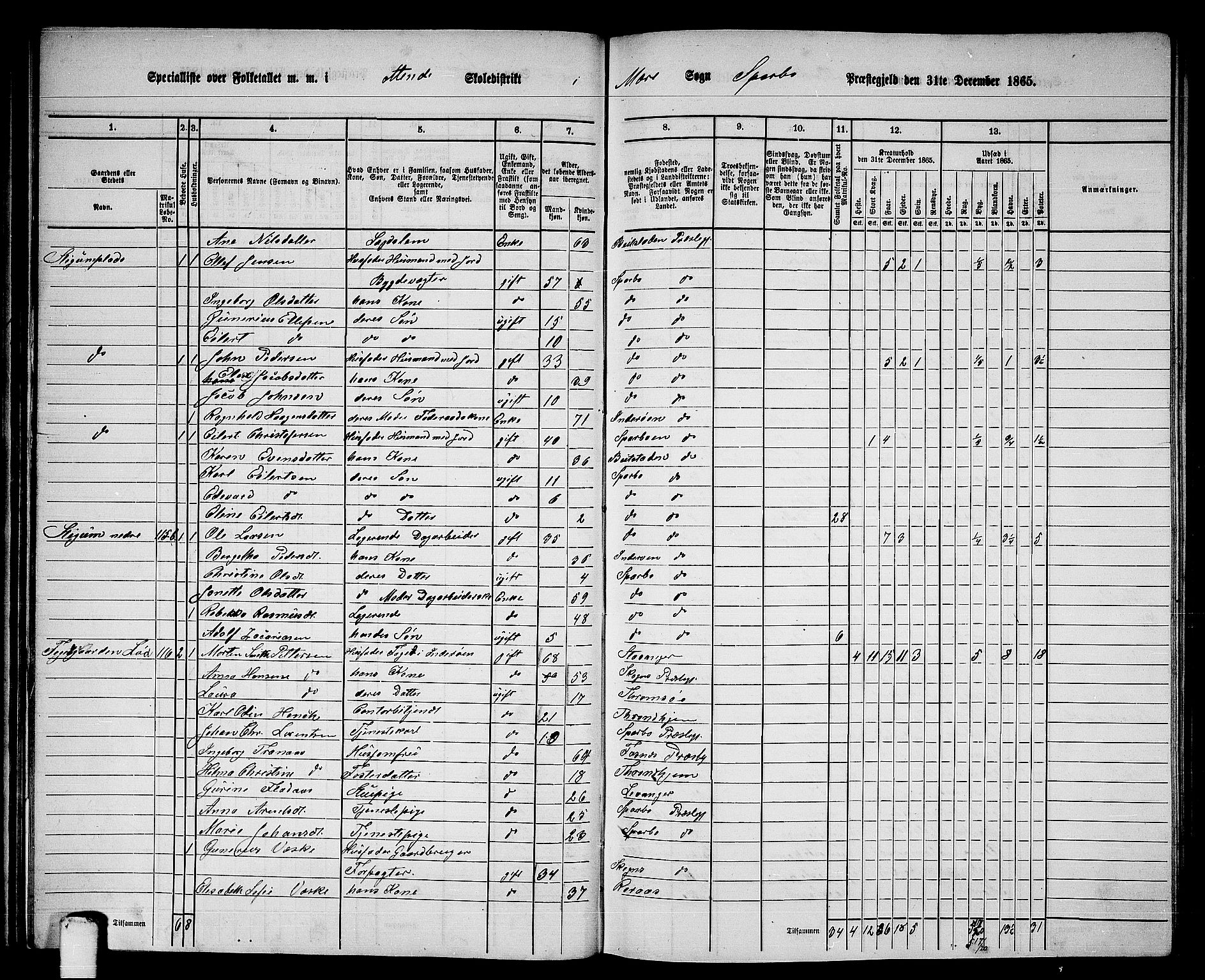 RA, 1865 census for Sparbu, 1865, p. 37