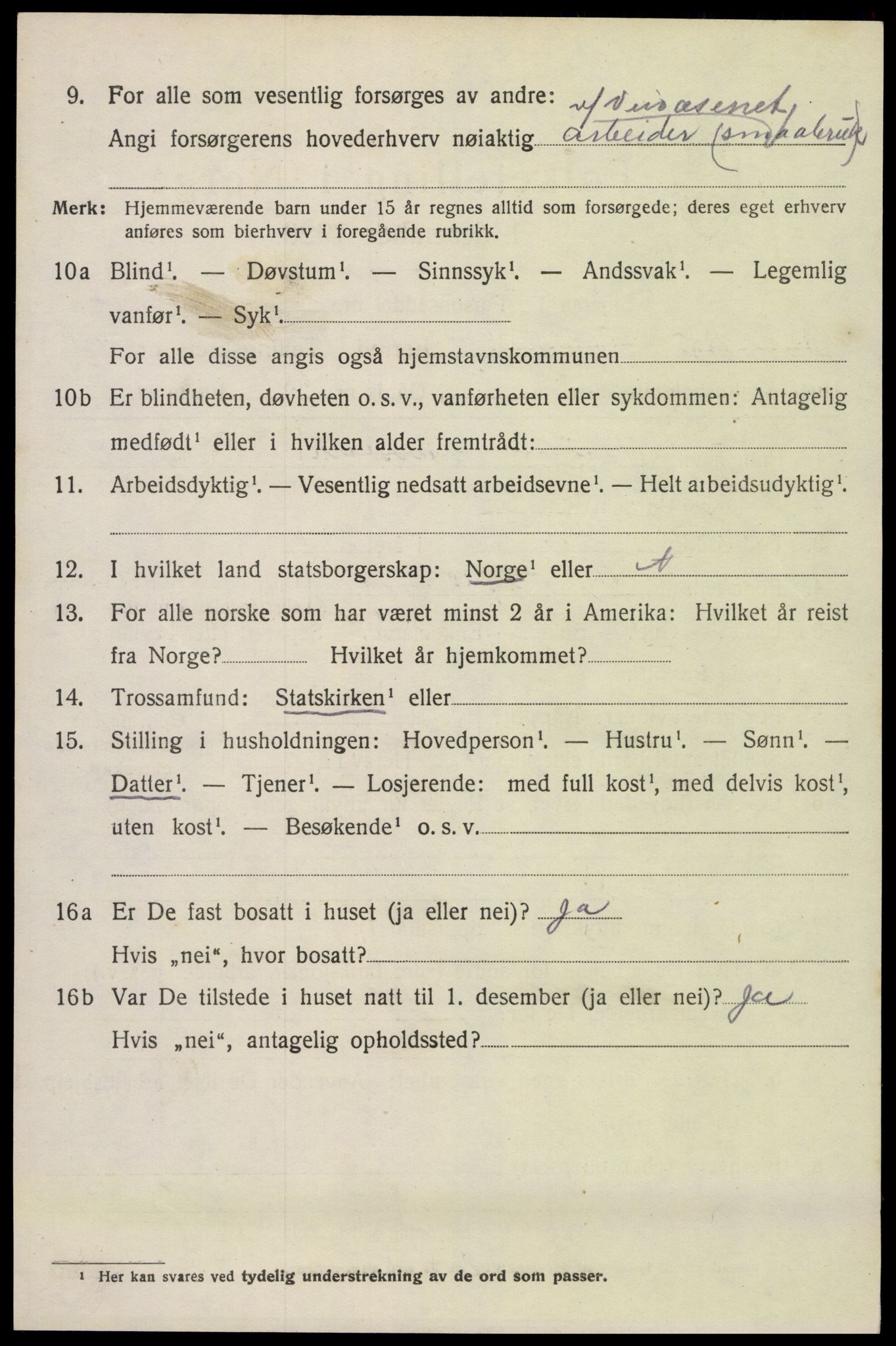 SAK, 1920 census for Hylestad, 1920, p. 1117
