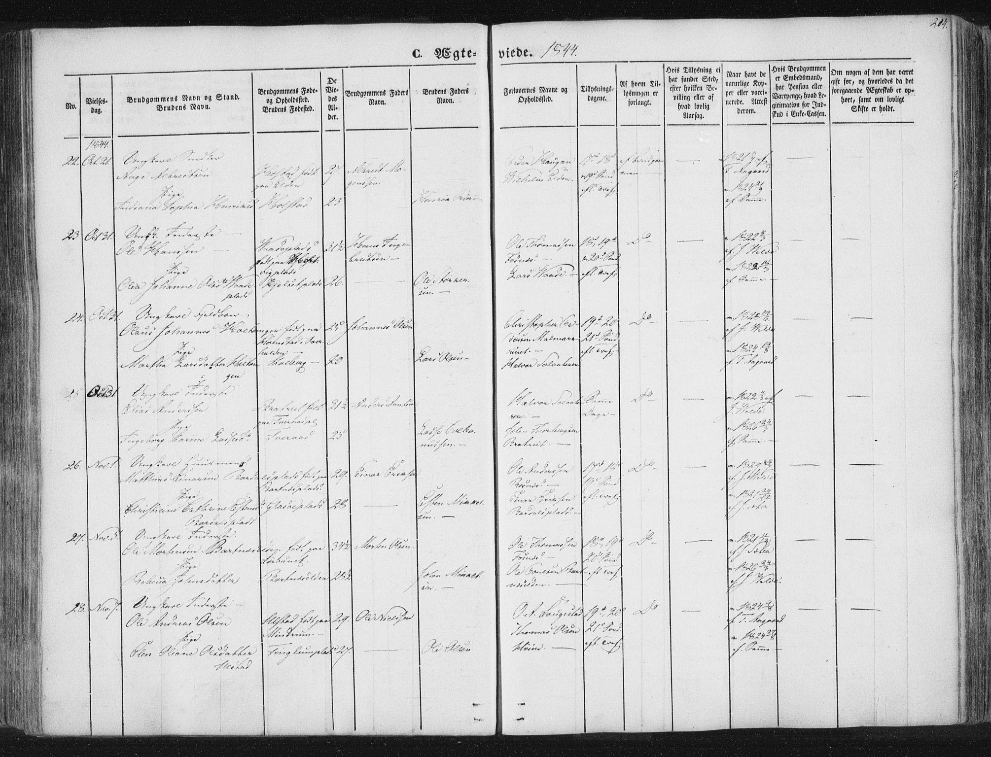 Ministerialprotokoller, klokkerbøker og fødselsregistre - Nord-Trøndelag, AV/SAT-A-1458/741/L0392: Parish register (official) no. 741A06, 1836-1848, p. 214